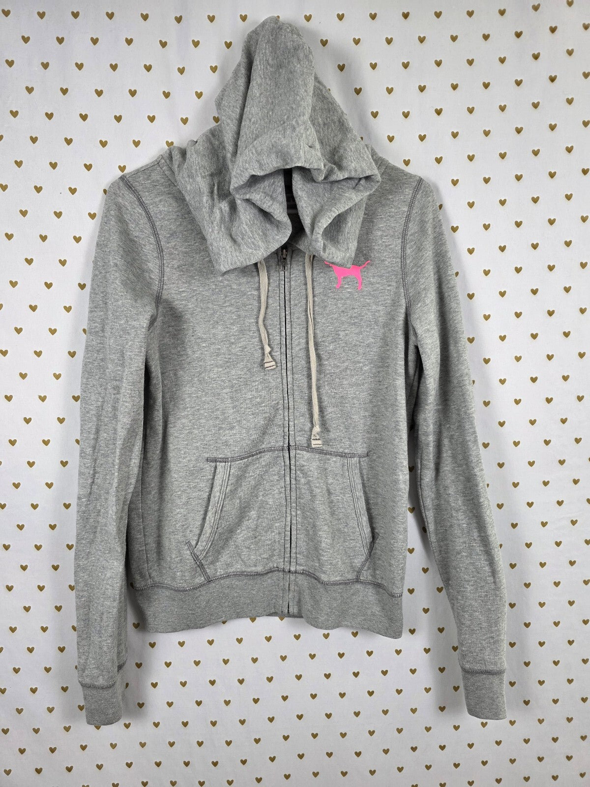 Victorias Secret Pink Vintage Full zip Hoodie Jacket Grey Medium Y2k
