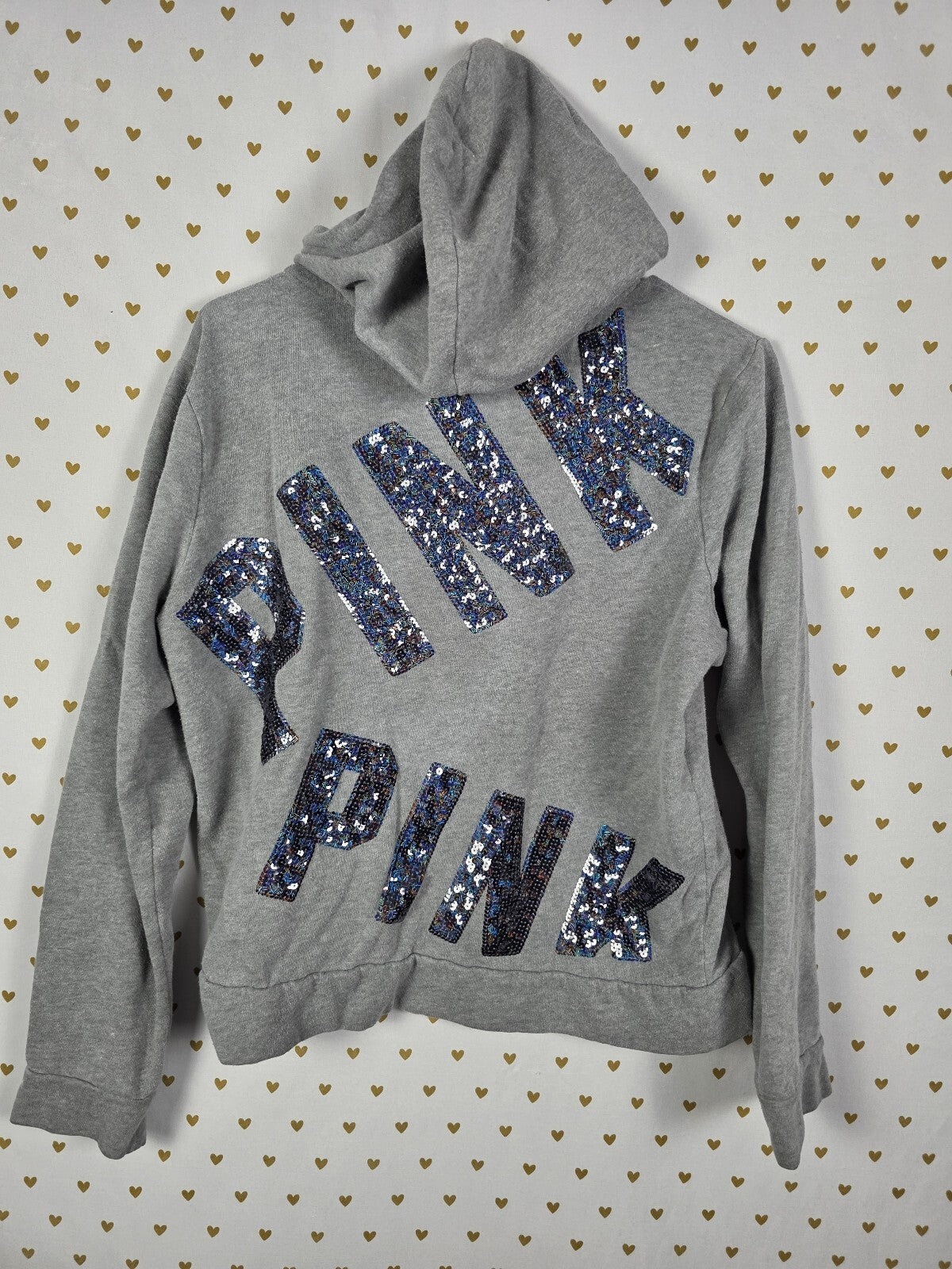 Victorias Secret Pink Bling Logo Full Zip Hoodie Jacket Sequined large