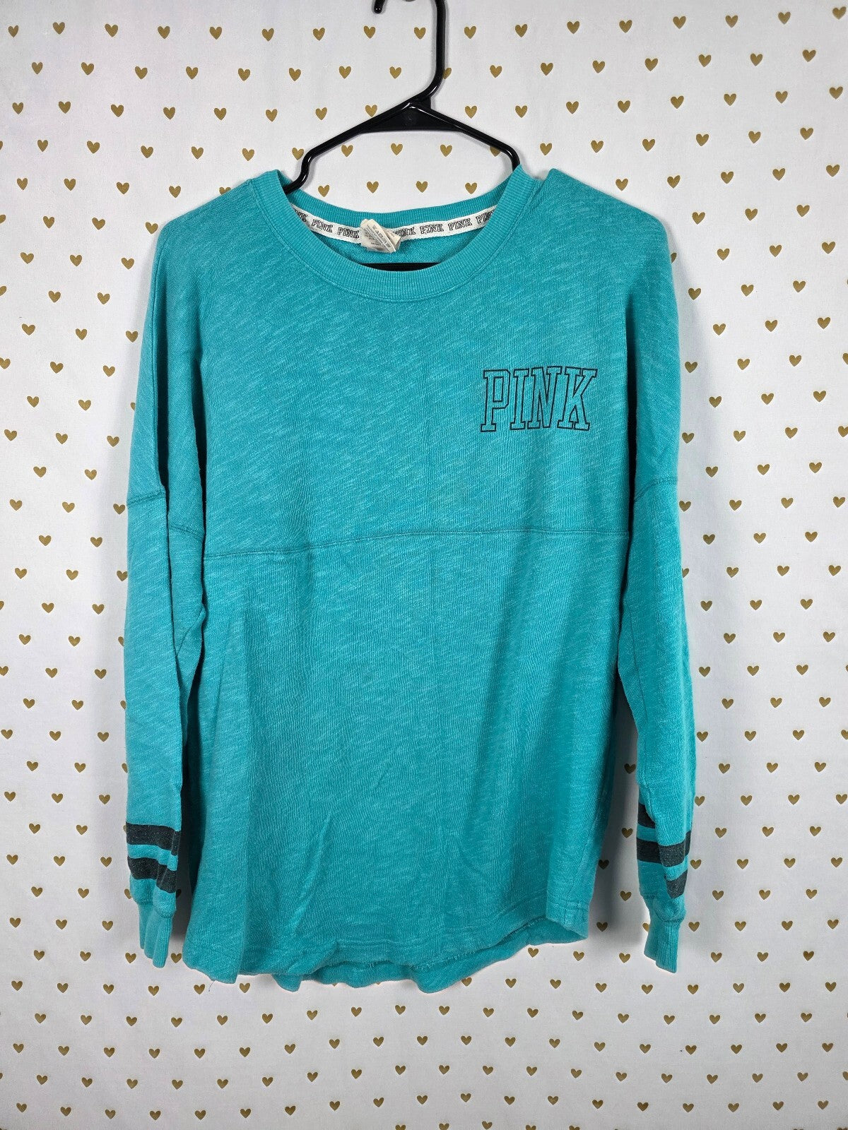 Victorias Secret PINK Oversized Sweater Shirt Blue Love Logo XS