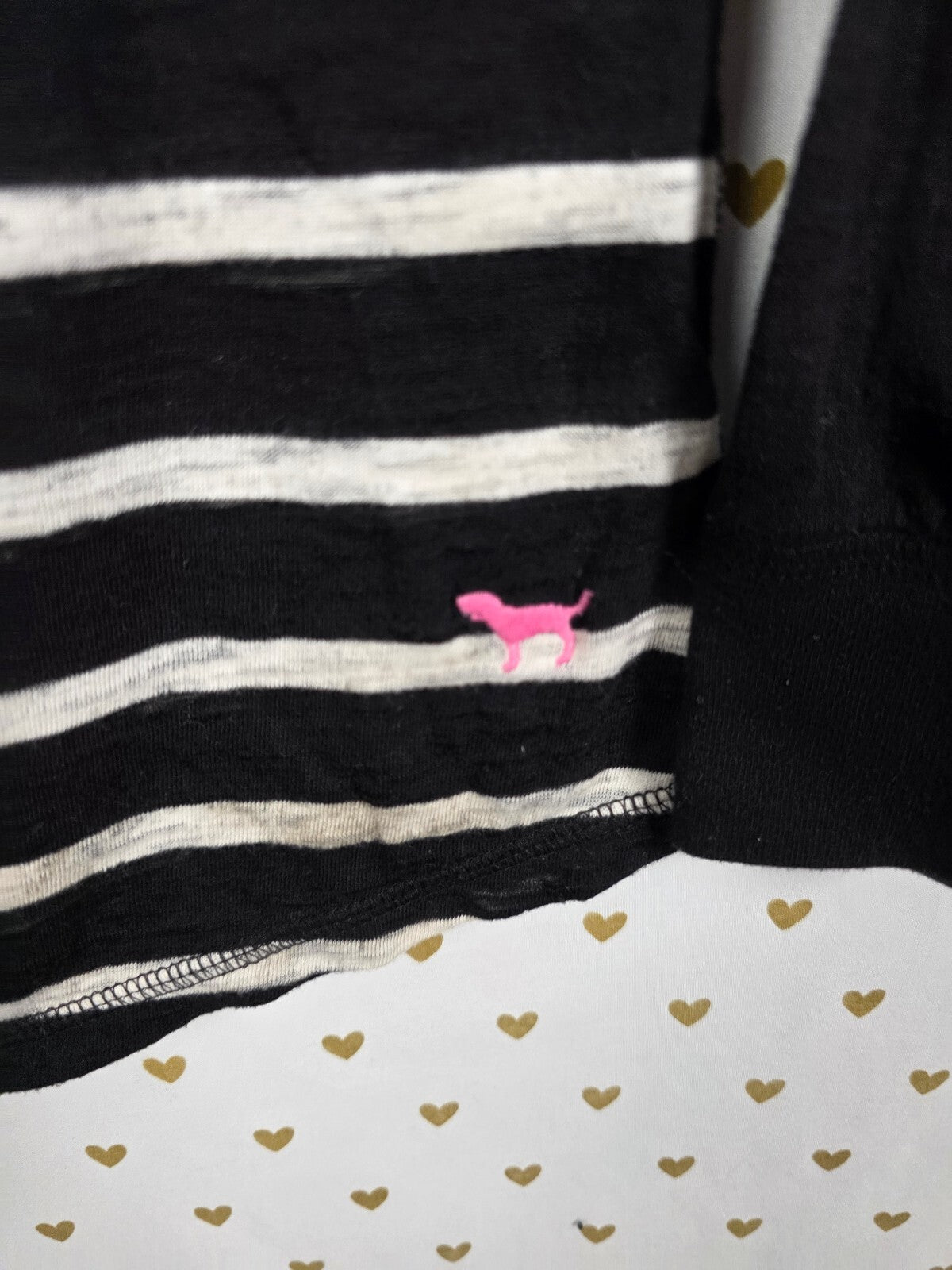 Victorias Secret PINK LOVE Striped Long Sleeve HENLEY Shirt Sheer LARGE
