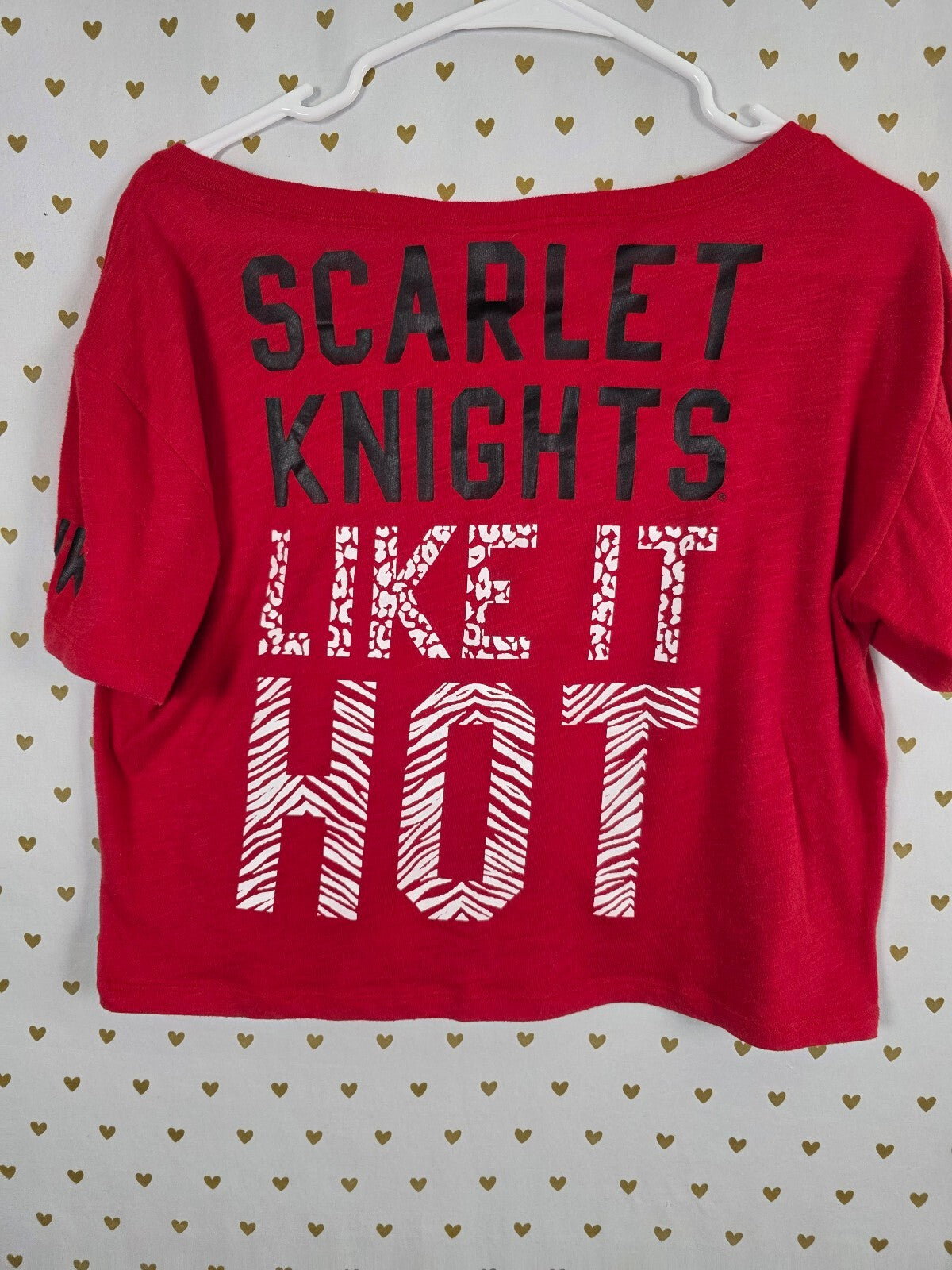 Victoria's Secret PINK Rutgers Scarlet Knights Crop Tee Shirt M 5th & Ocean