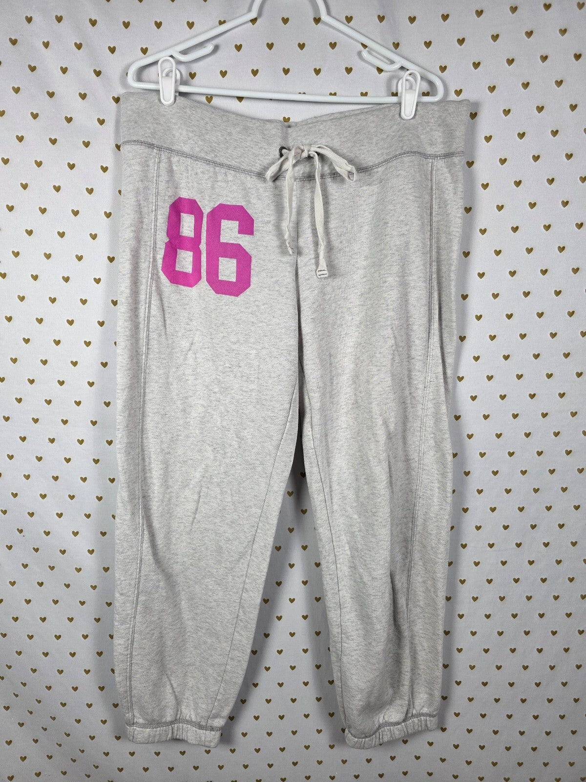 Victorias Secret PINK 86 embroidered Vintage Logo Butt Sweats Sweatpants LARGE