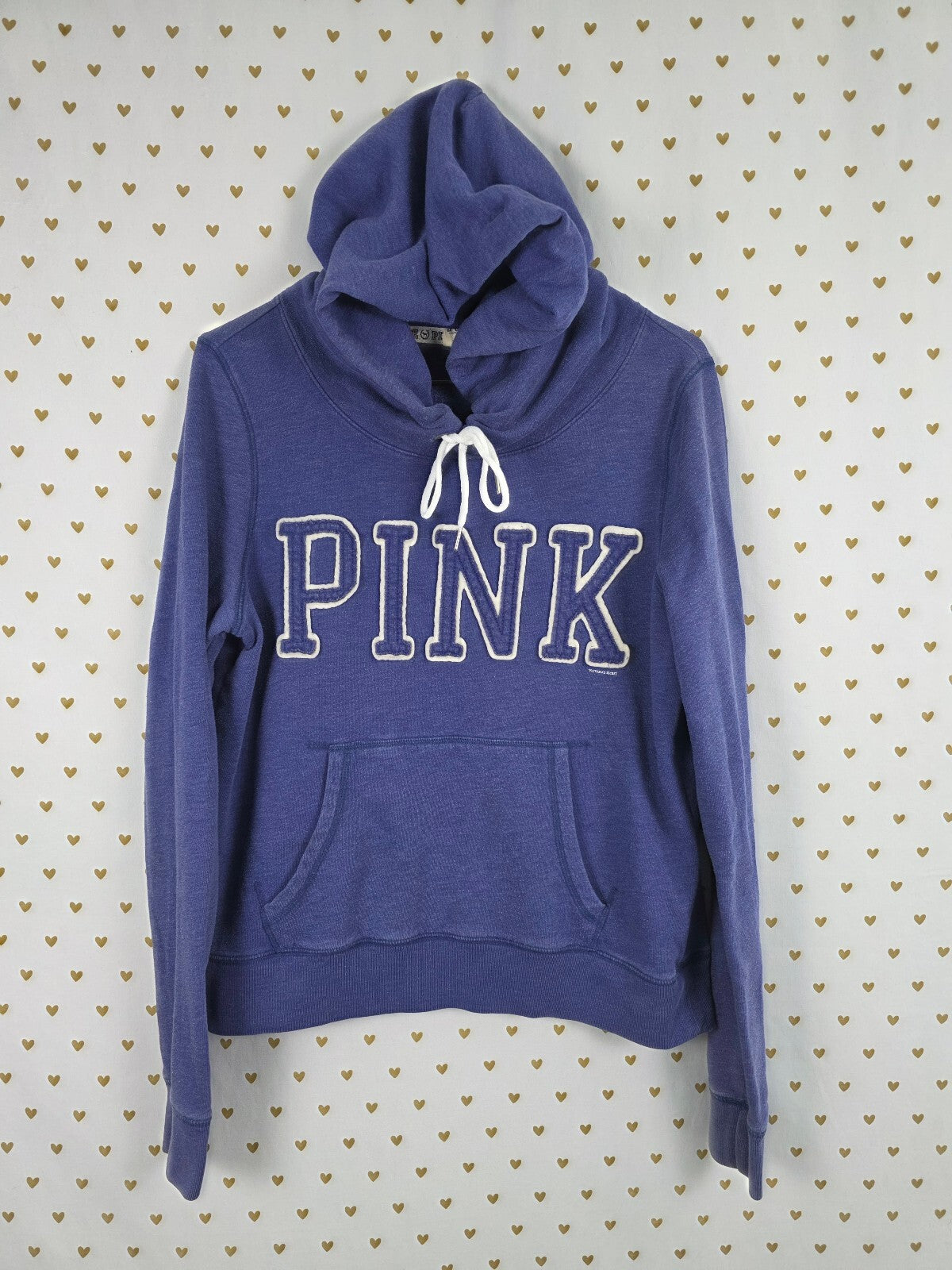 Victorias Secret Pink Pullover Embroidered hooded Sweater Logo Large