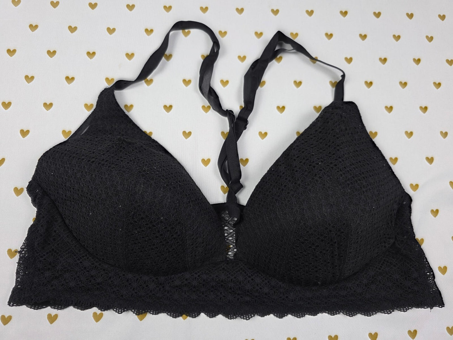 Victorias Secret Black Stretch Lace 38C Lightly LIned Plunge Bra