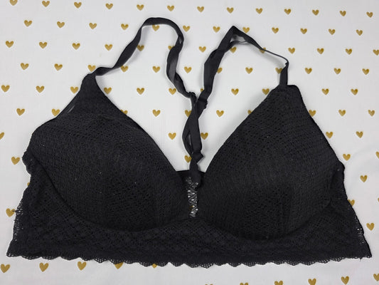 Victorias Secret Black Stretch Lace 38C Lightly LIned Plunge Bra