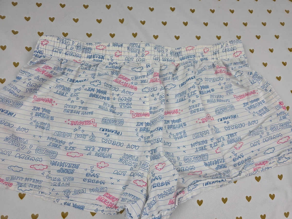 Victoria's Secret PINK Dreamer Sleep Shorts Logo Waist Doodle Print Size S