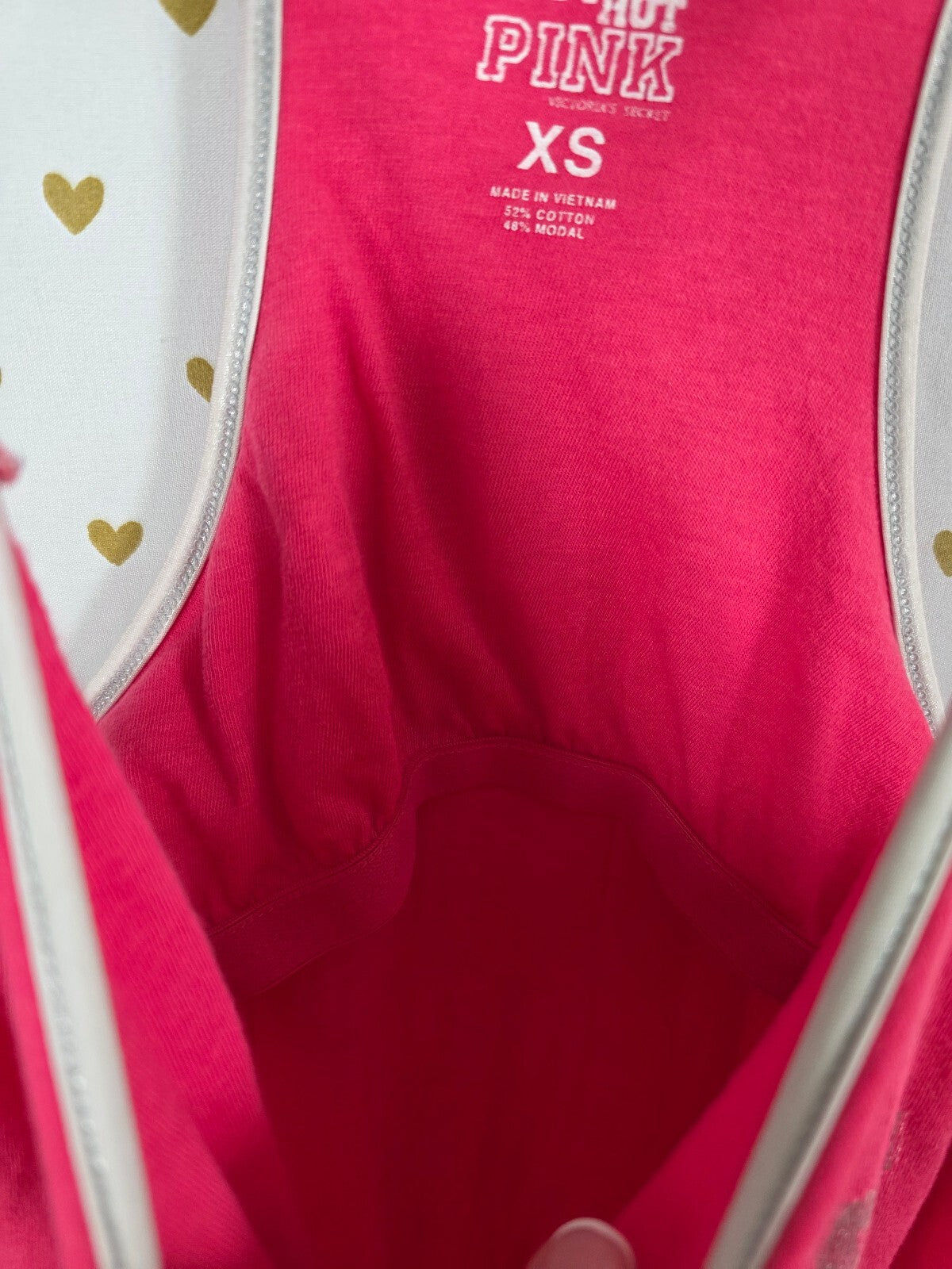 Victoria's Secret PINK SO HOT Tank Top XS Metallic Logo Strappy Racerback Y2K