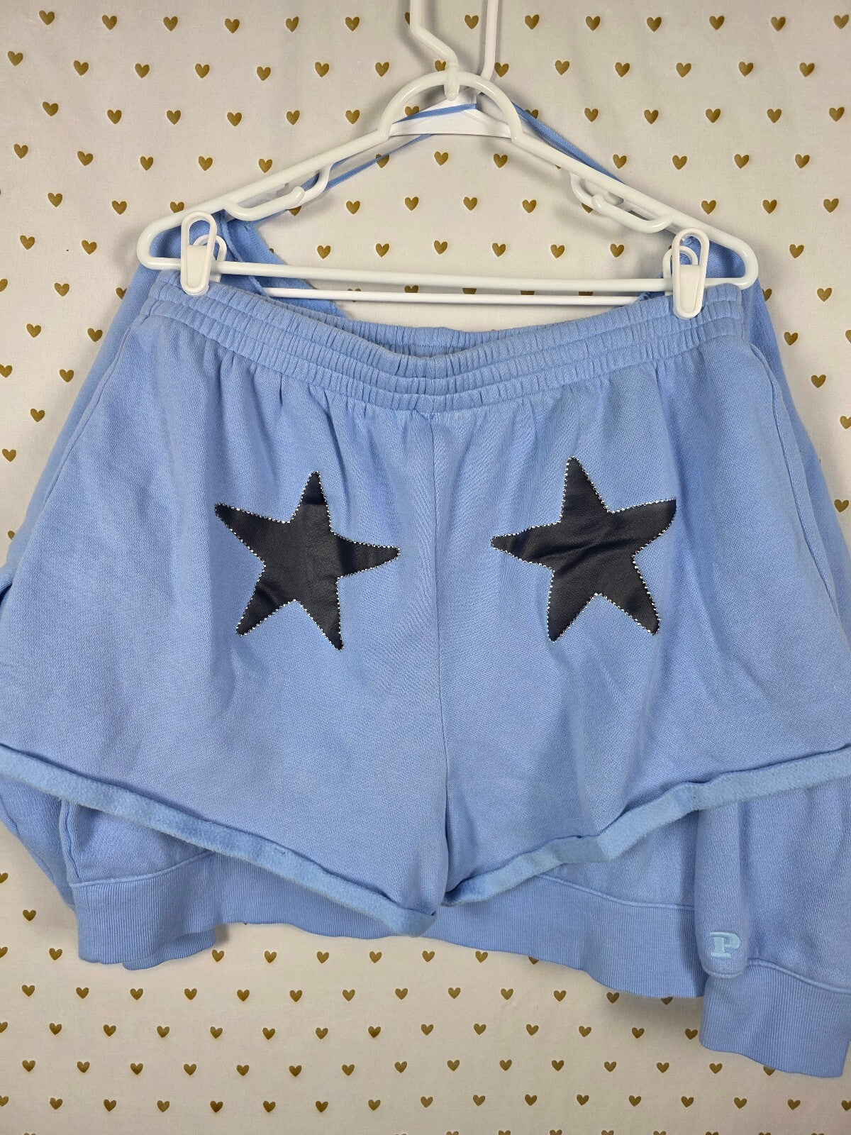 Victoria's Secret PINK Star BLING Sweatshirt Shorts Matching Set Large