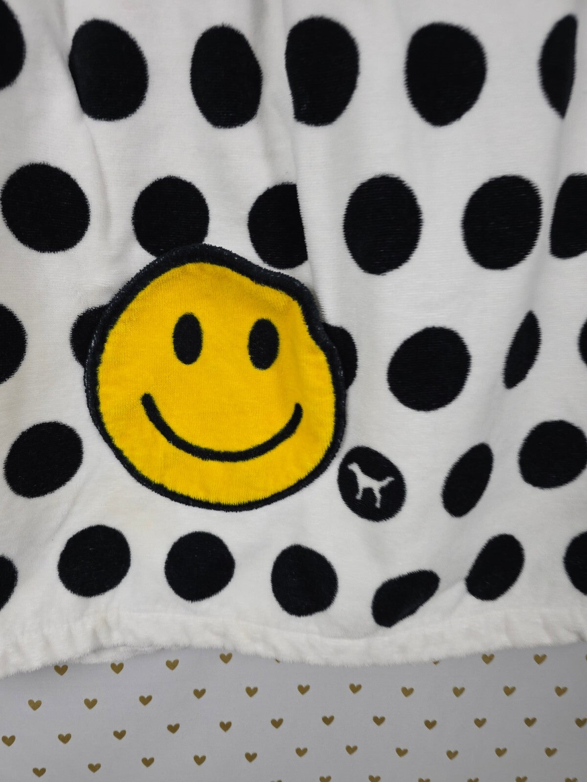 Victoria's Secret PINK Polka Dot Plush Spa Bath Wrap Towel Cover Up Smiley