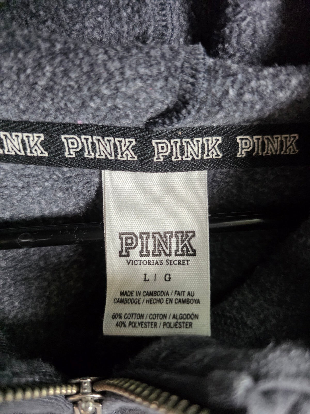 Victorias Secret Pink Gradient BLING Grey Sequined Full Zip Hoodie Jacket LARGE