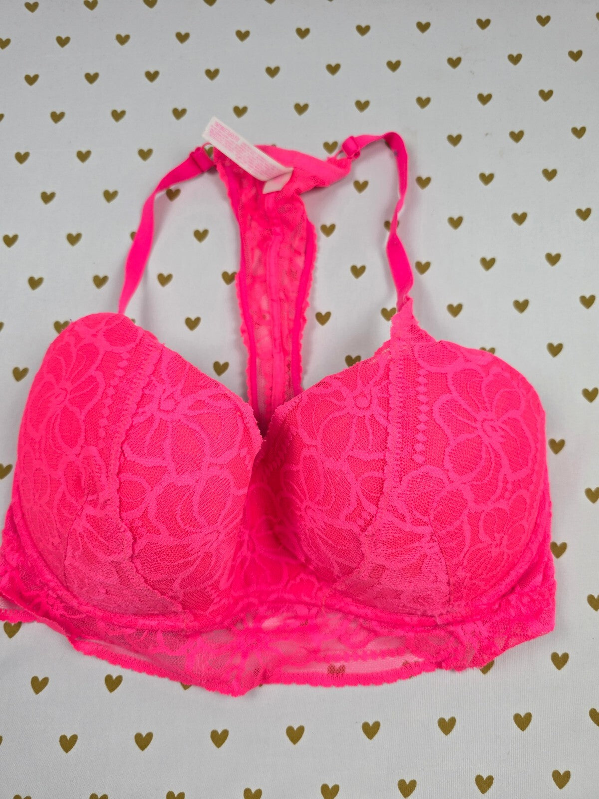 Victorias Secret Pink Neon Lacey Medium Bralette Bra Top Tank