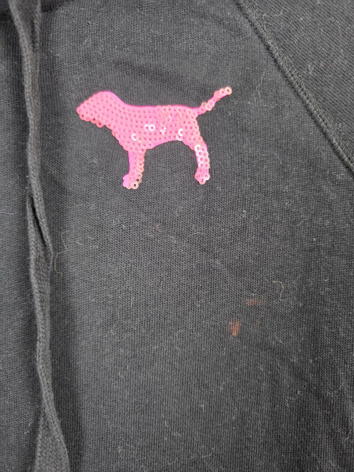 Victorias Secret Pink Sequined Crest Neon Full zip Hoodie Jacket Coat XS