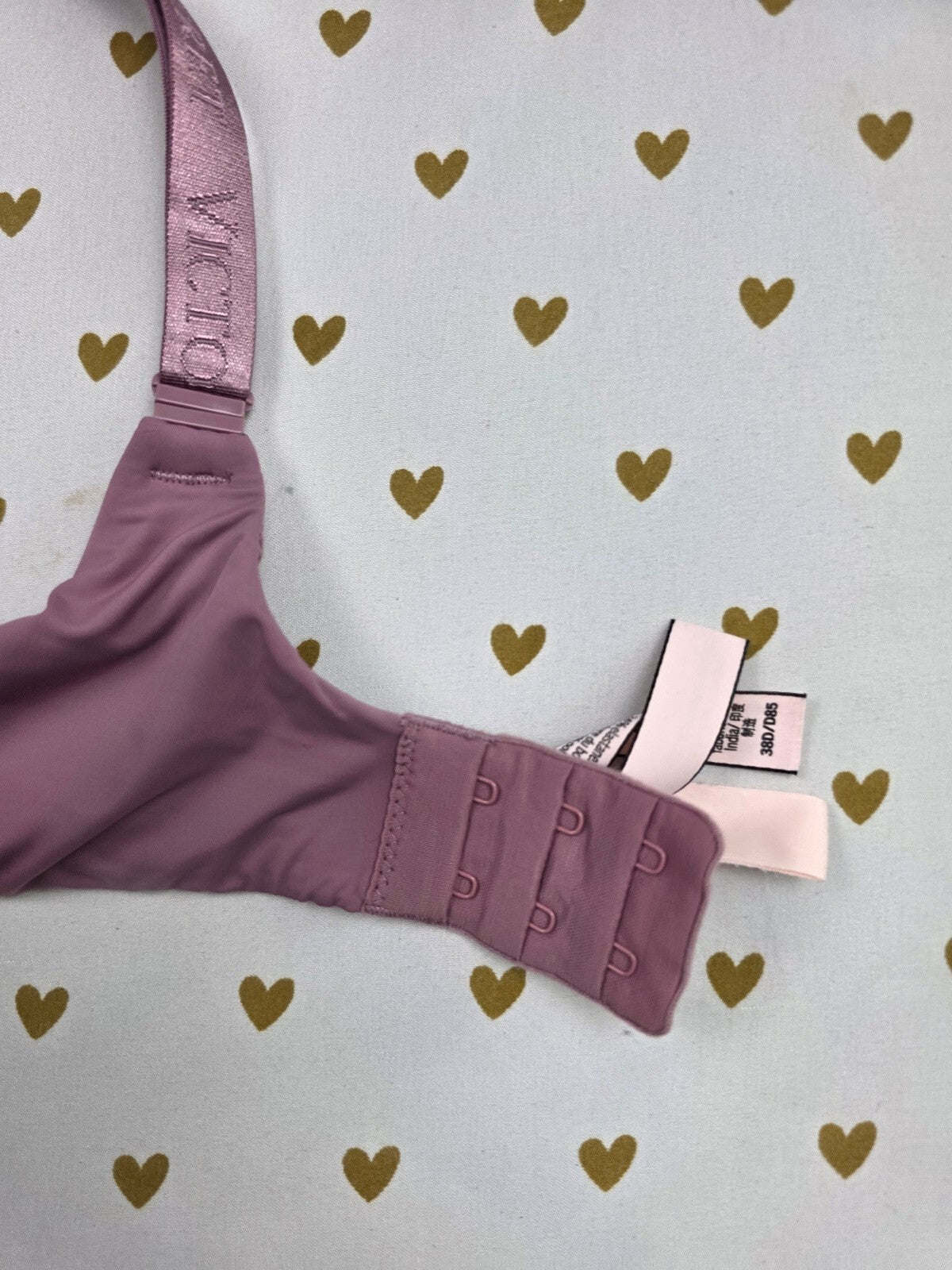 Victorias Secret Logo Strap Rose T Shirt Lightly Lined Wireless Bra 38D