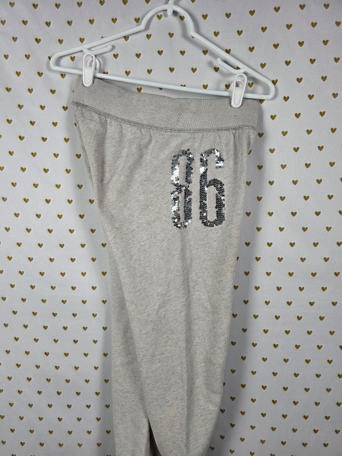 Victorias Secret PINK RAINBOW BLING Sweatpants Sweats Sequin LOVE 86 Joggers XS