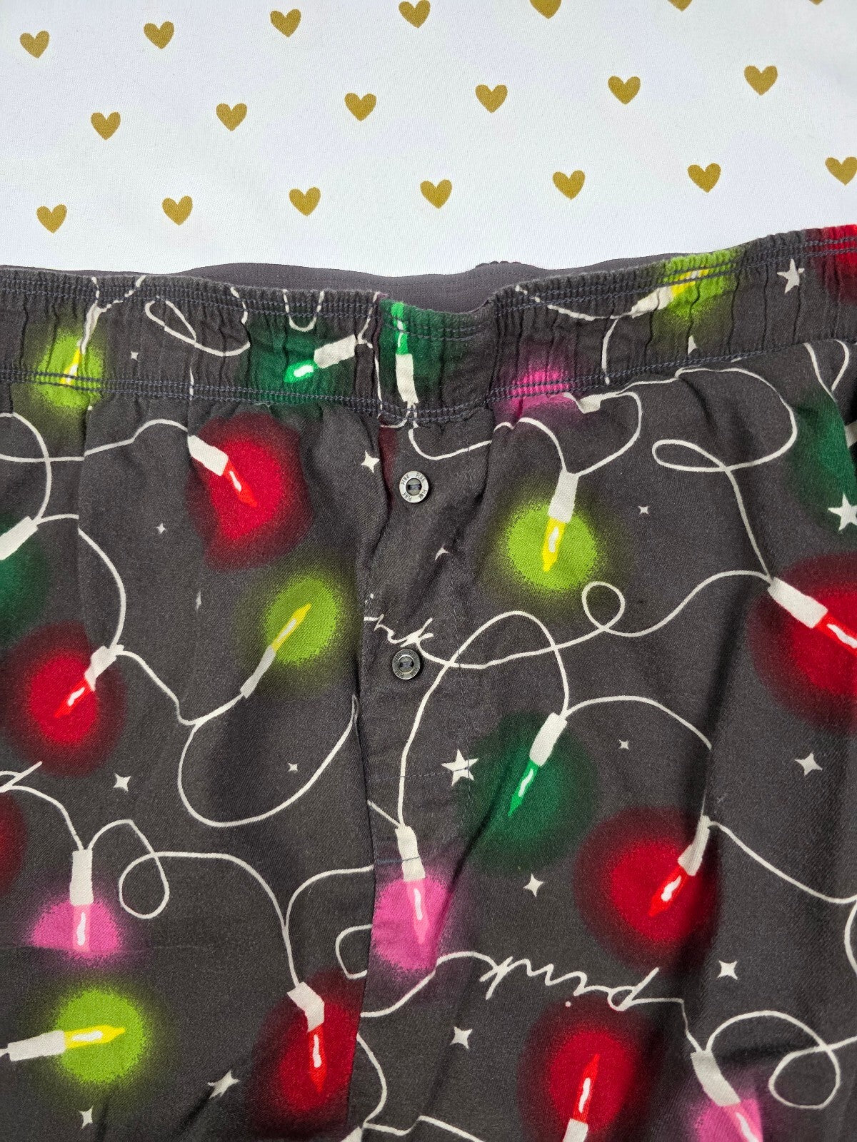 Victorias Secret PINK Christmas lights LARGE Sleep Shorts Boxers Pajama Bottoms
