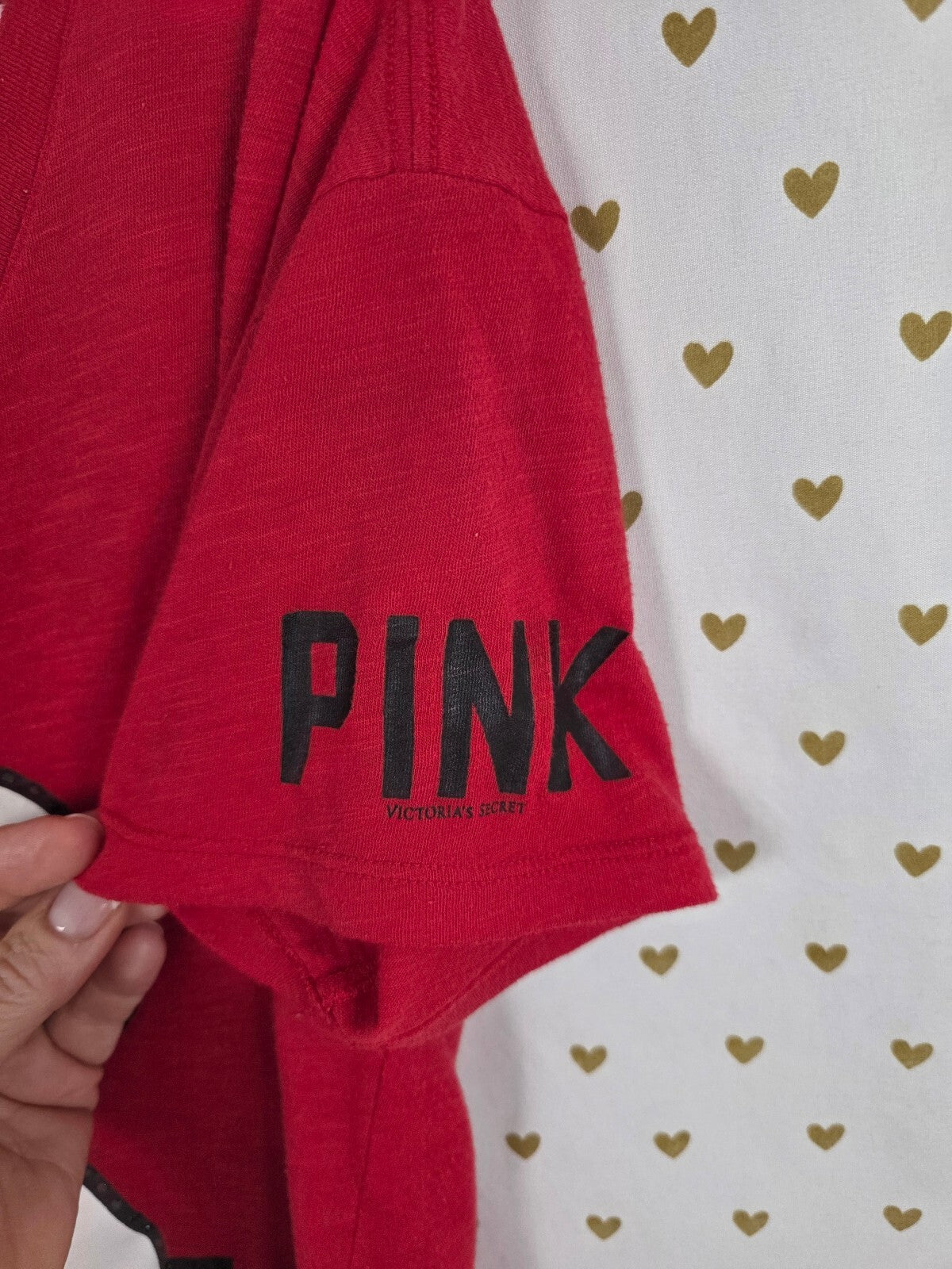 Victoria's Secret PINK Rutgers Scarlet Knights Crop Tee Shirt M 5th & Ocean