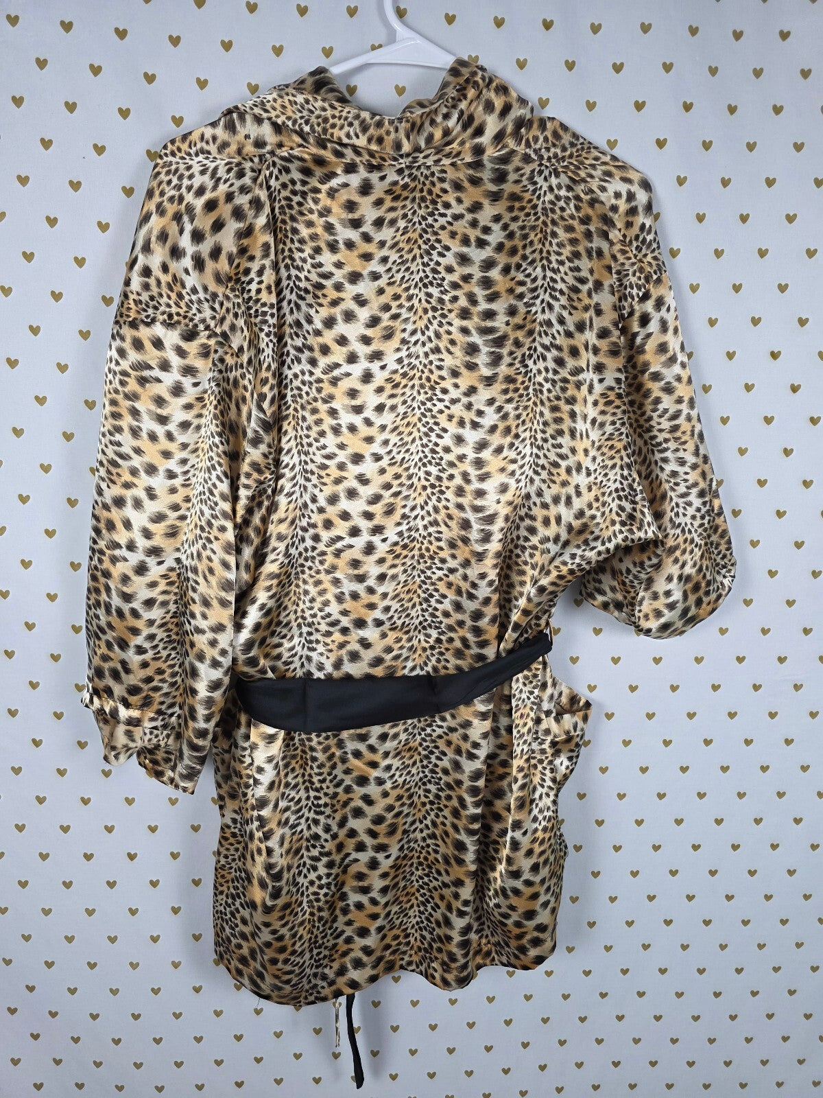 Victorias Secret Satin Silky Robe Animal Print Cheetah XS S Heart Label Vintage