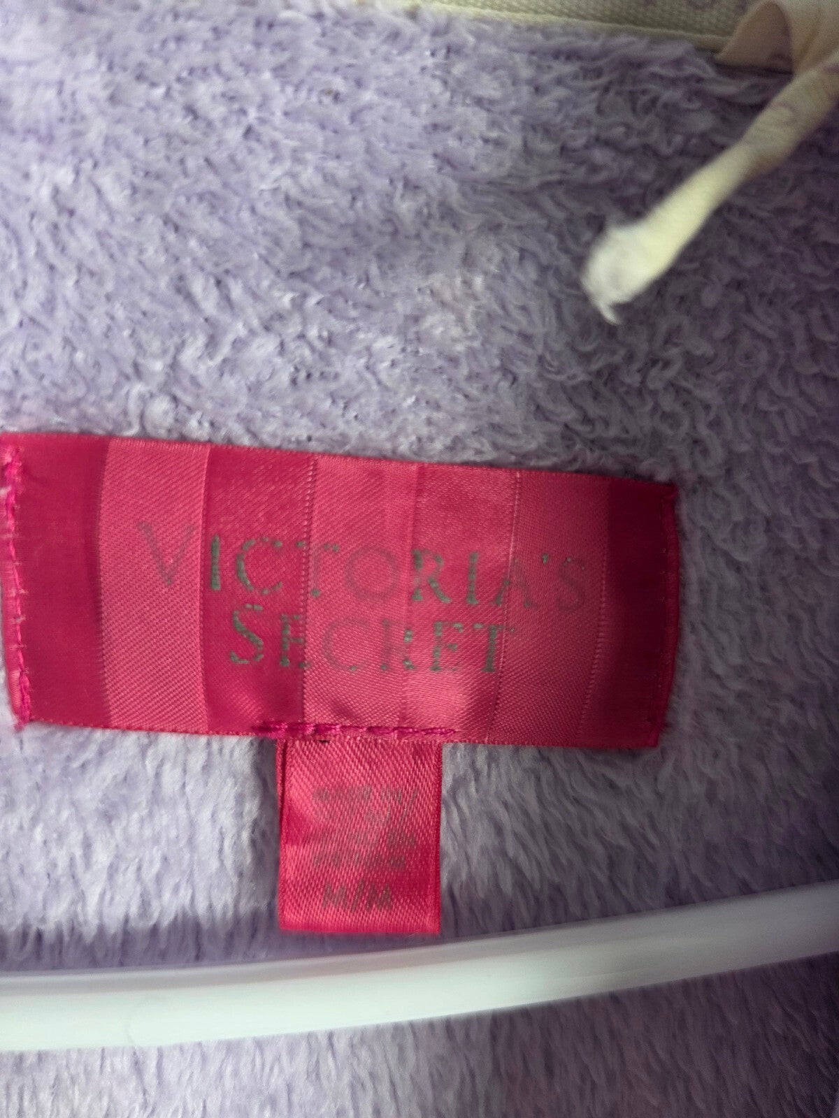 Victoria’s Secret Lavender Plush Long Robe Med Logo Trim Belted Pockets