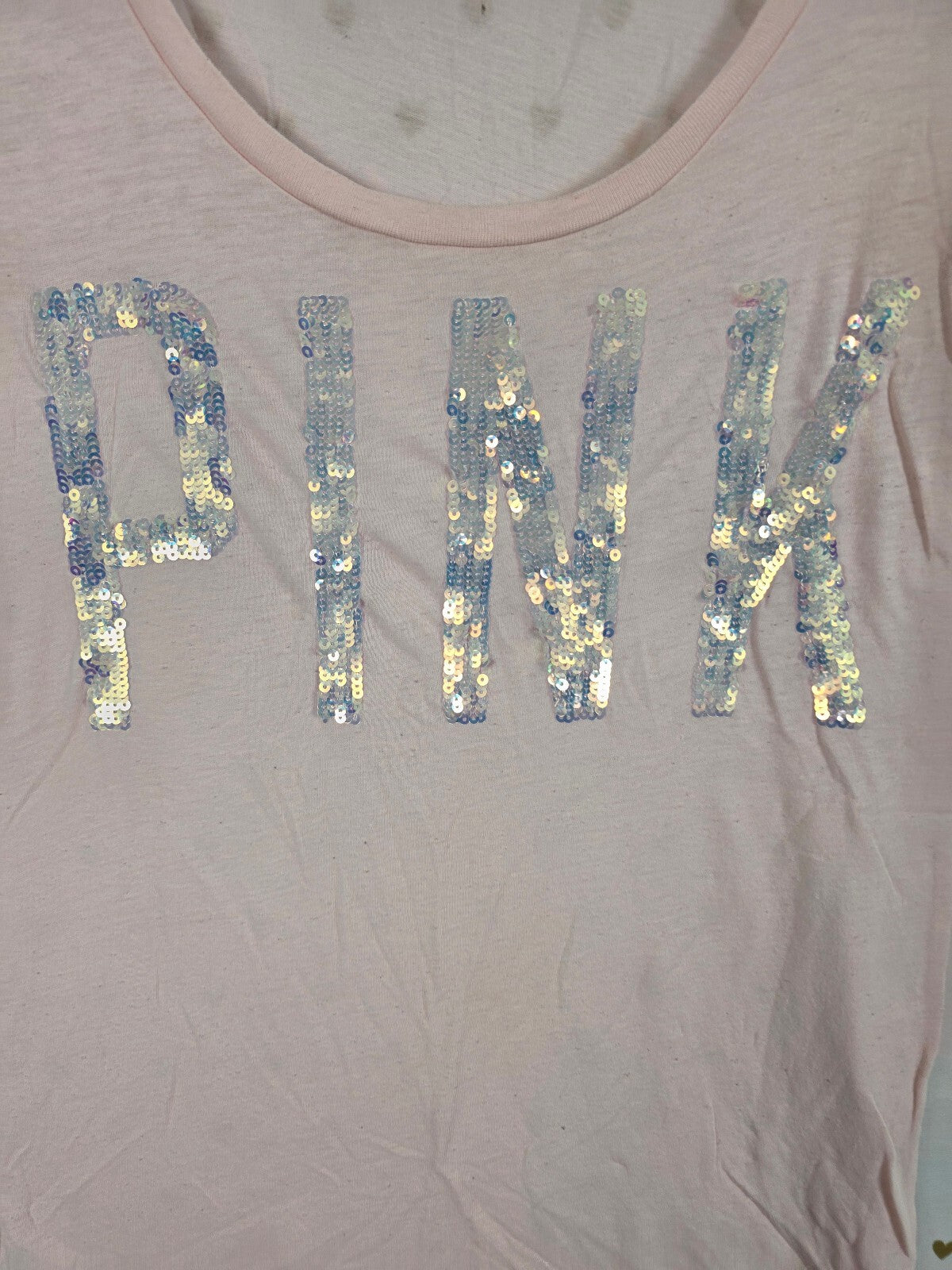 Victorias Secret PINK BLING Shimmer Sequined Tee shirt SMALL