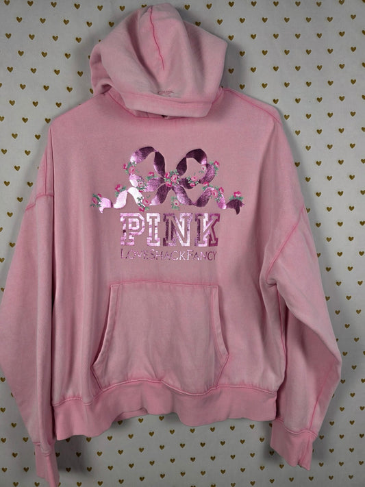 Victoria's Secret PINK LoveShackFancy Pink Floral Bow Foil Hoodie Medium