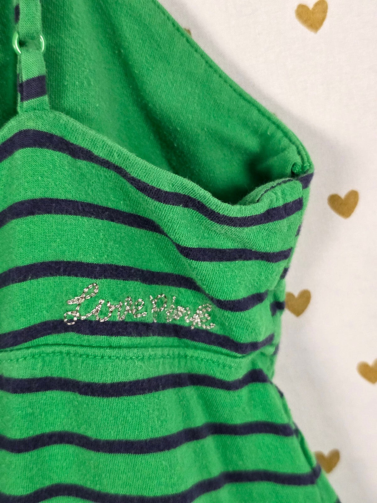 Vintage 2005 Victoria's Secret PINK Green Striped Ruffle Dress M Y2K Dog