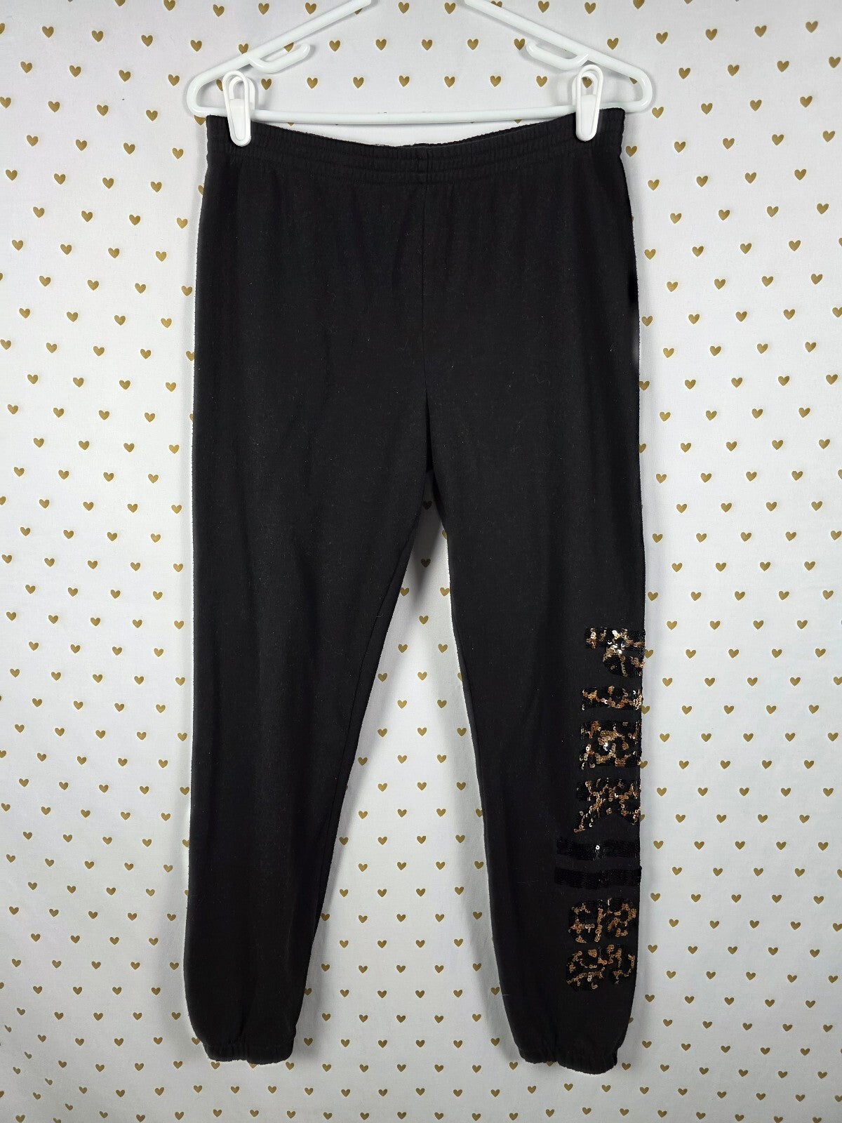 Victorias Secret PINK Cheetah Leopard Bling Sweats Sweatpants Sequined Medium