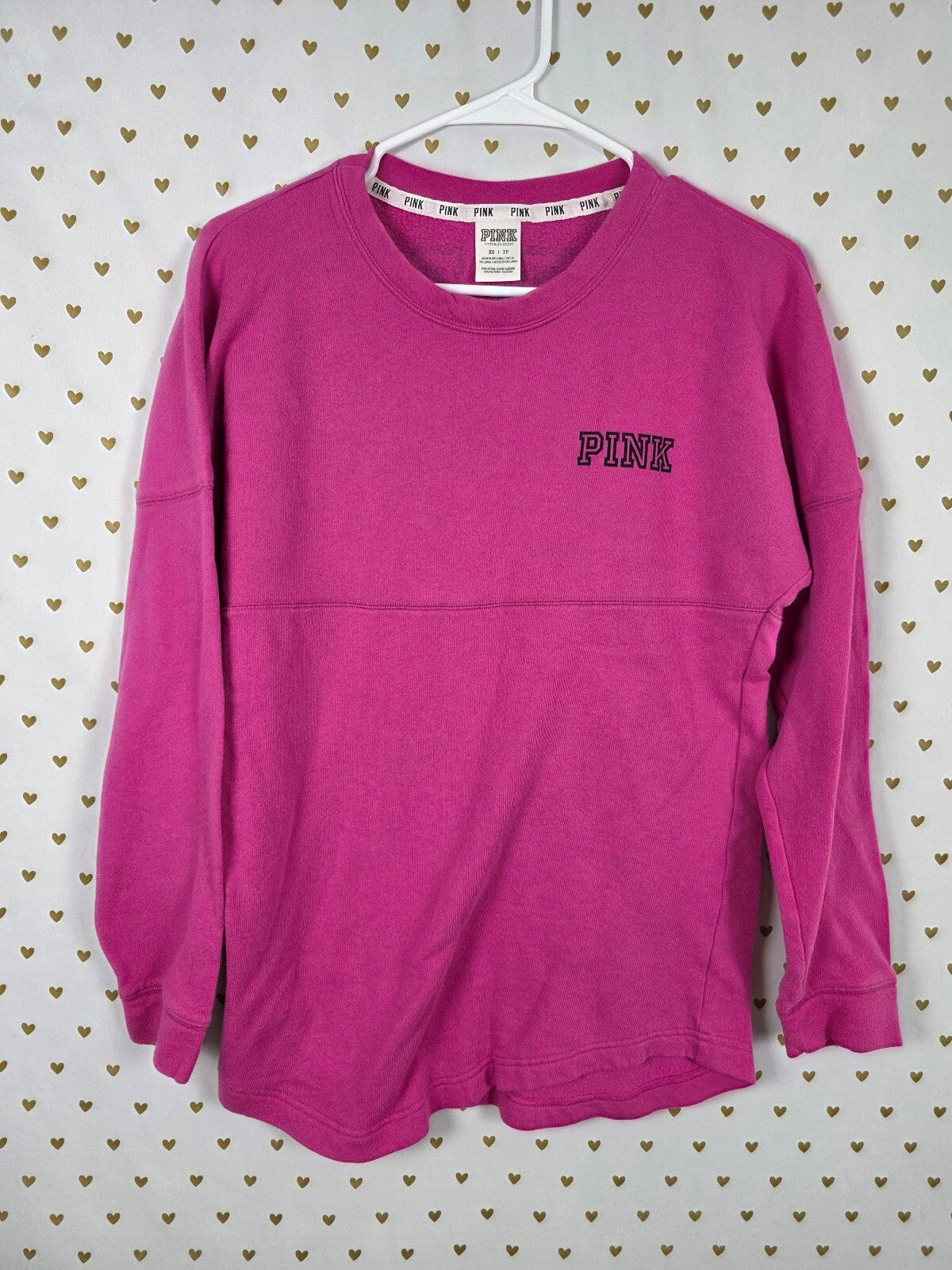 Victorias Secret Pink Magenta Logo Sweater Shirt XS Oversized