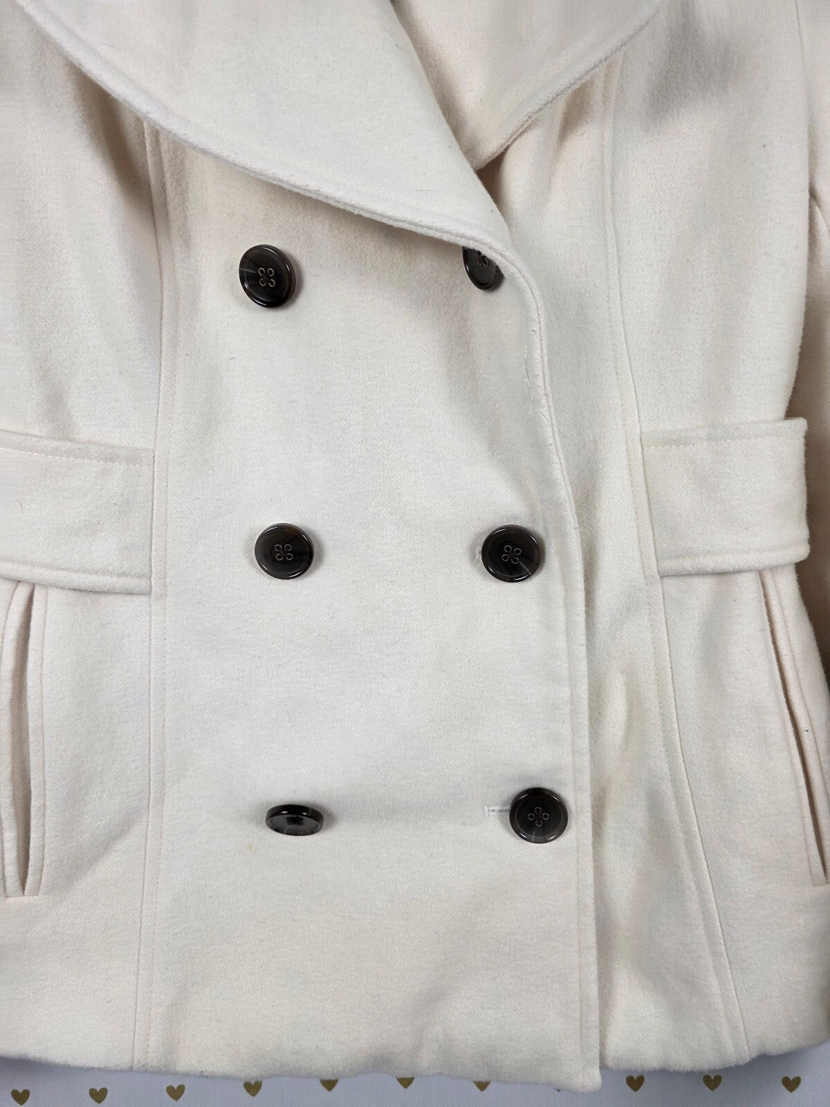 Victoria's Secret Ivory Wool Blend Pea Coat Double Breasted Jacket Size 2