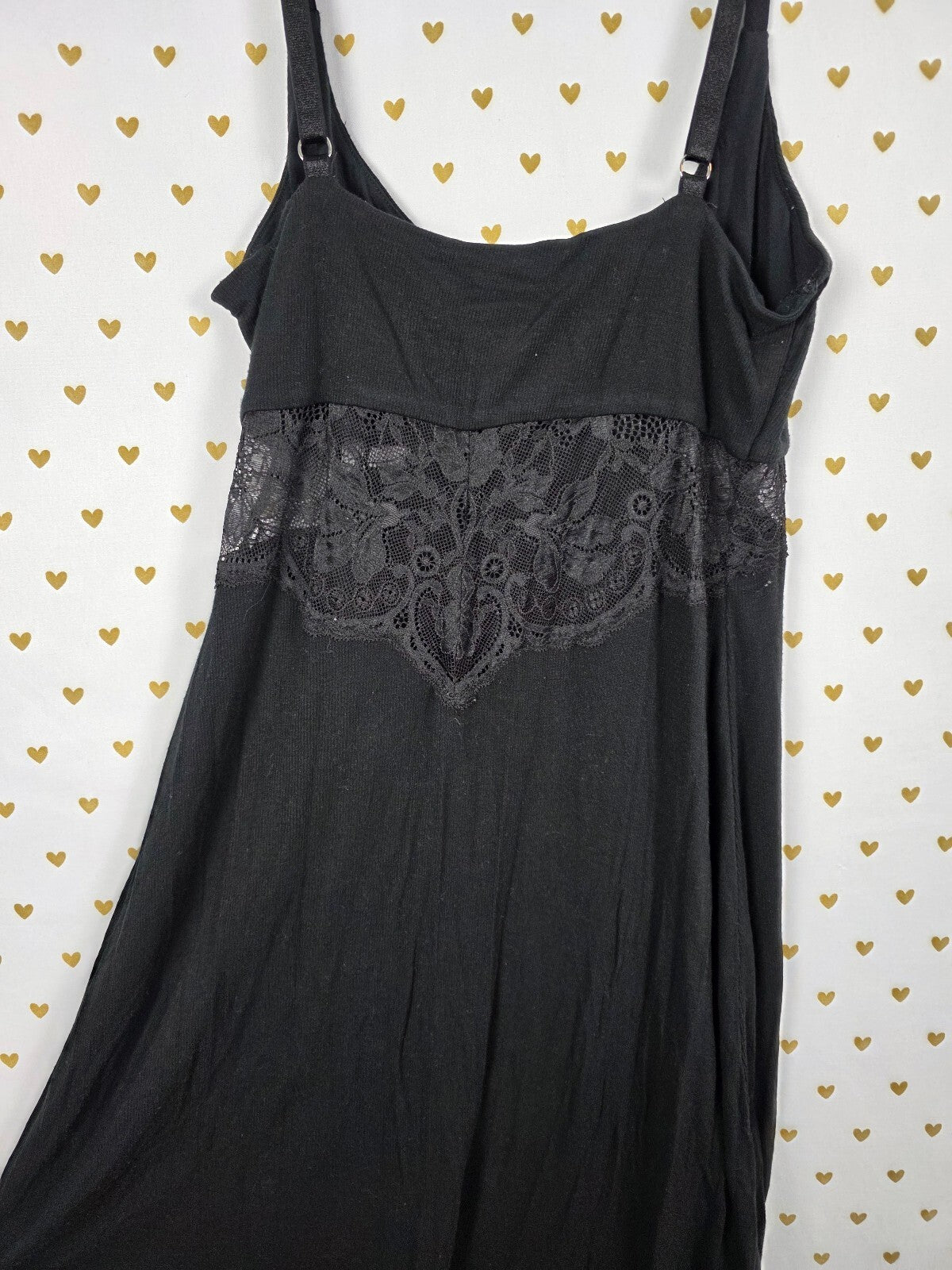 Victorias Secret Super Soft Black Small lace Cutout Slip Dress Sleep Nightie