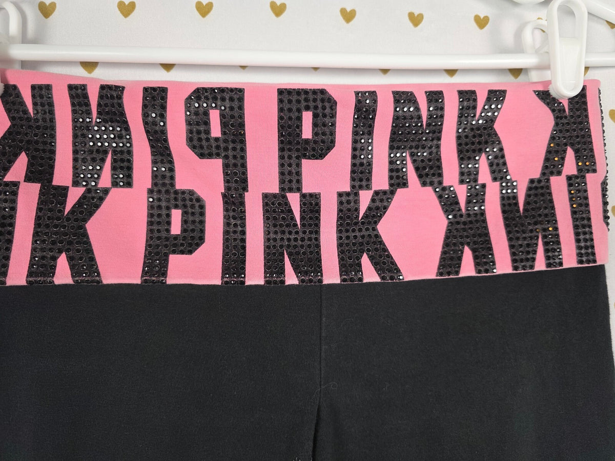 Victorias Secret PINK Bling Studded Foldover Yoga Pants Vintage Y2k Flare SM