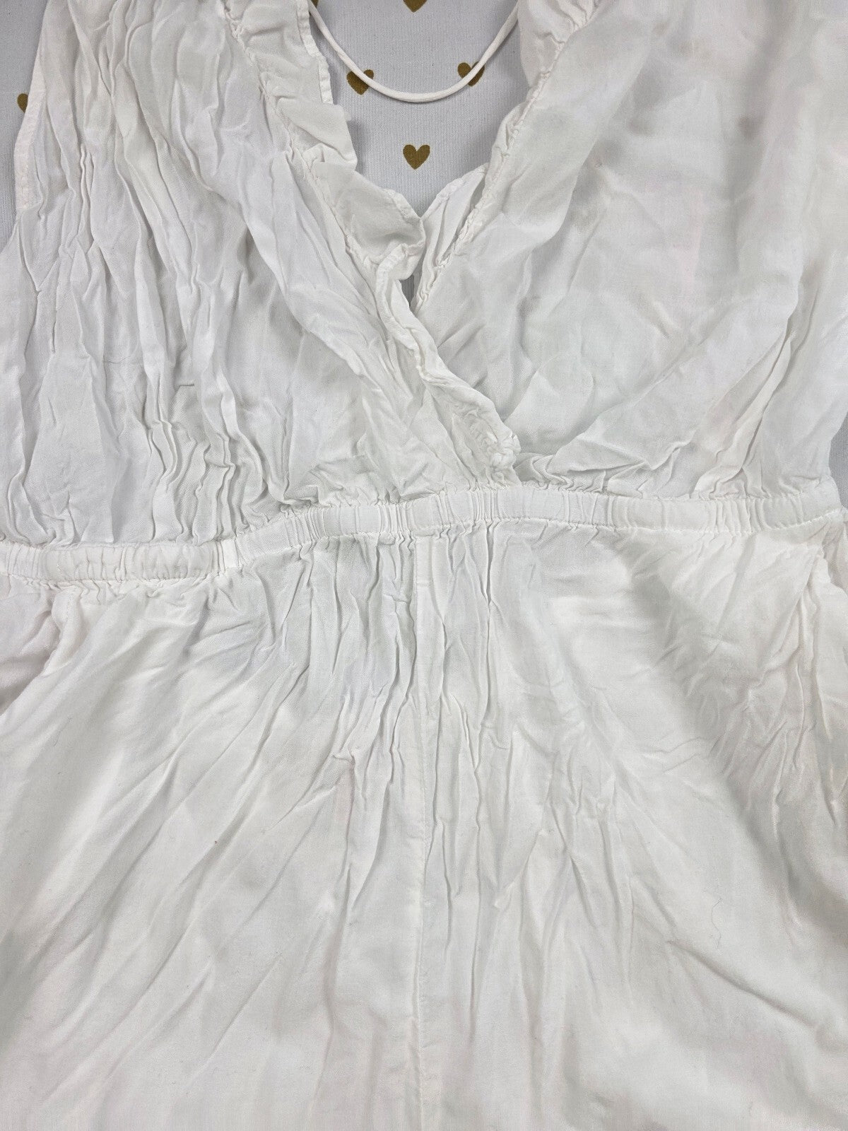 Victorias Secret White Strappy Tie Back Romper Flowy Tank Top shorts Small