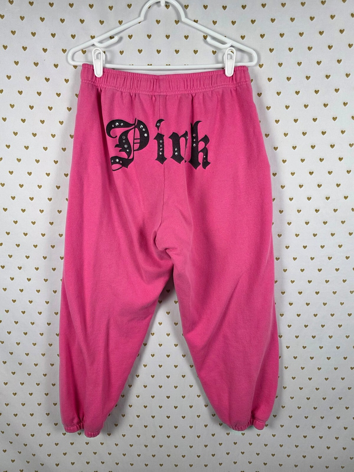 Victoria's Secret PINK Old English BLING Hoodie Sweatpants Gothic Halloween M L