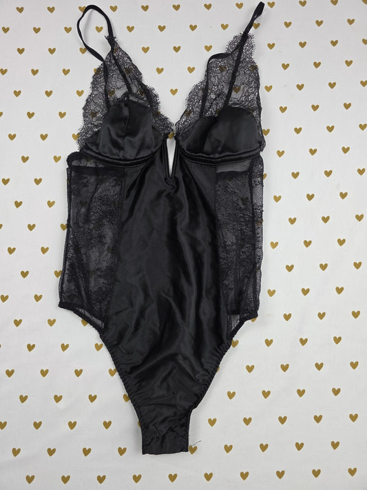 Victorias Secret Black Sexy Teddy Nightie Lingerie Bodysuit Thong XS