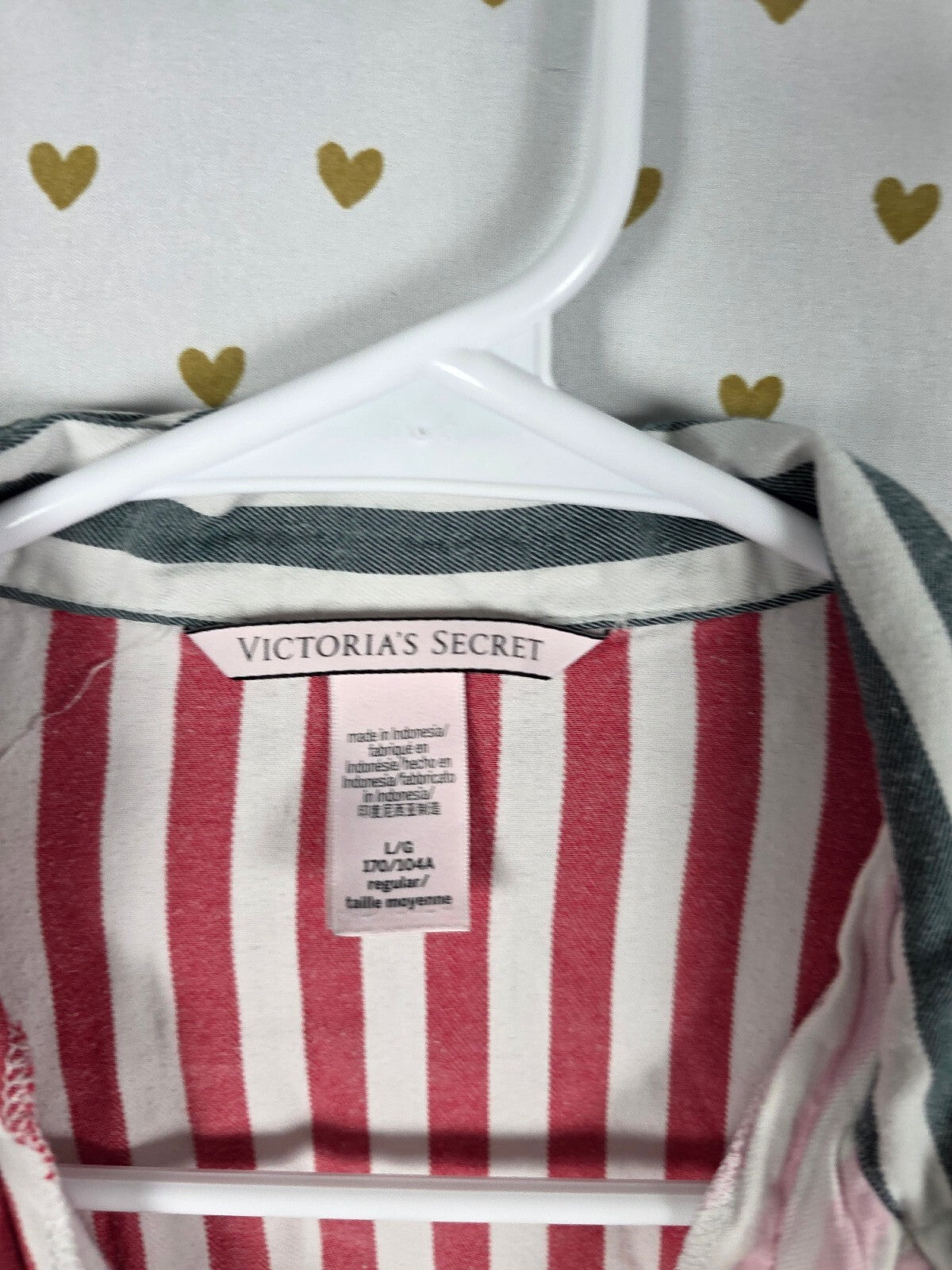 Victorias Secret Sleep SET 2pc Outfit Pajama Striped Shirt Shorts Large
