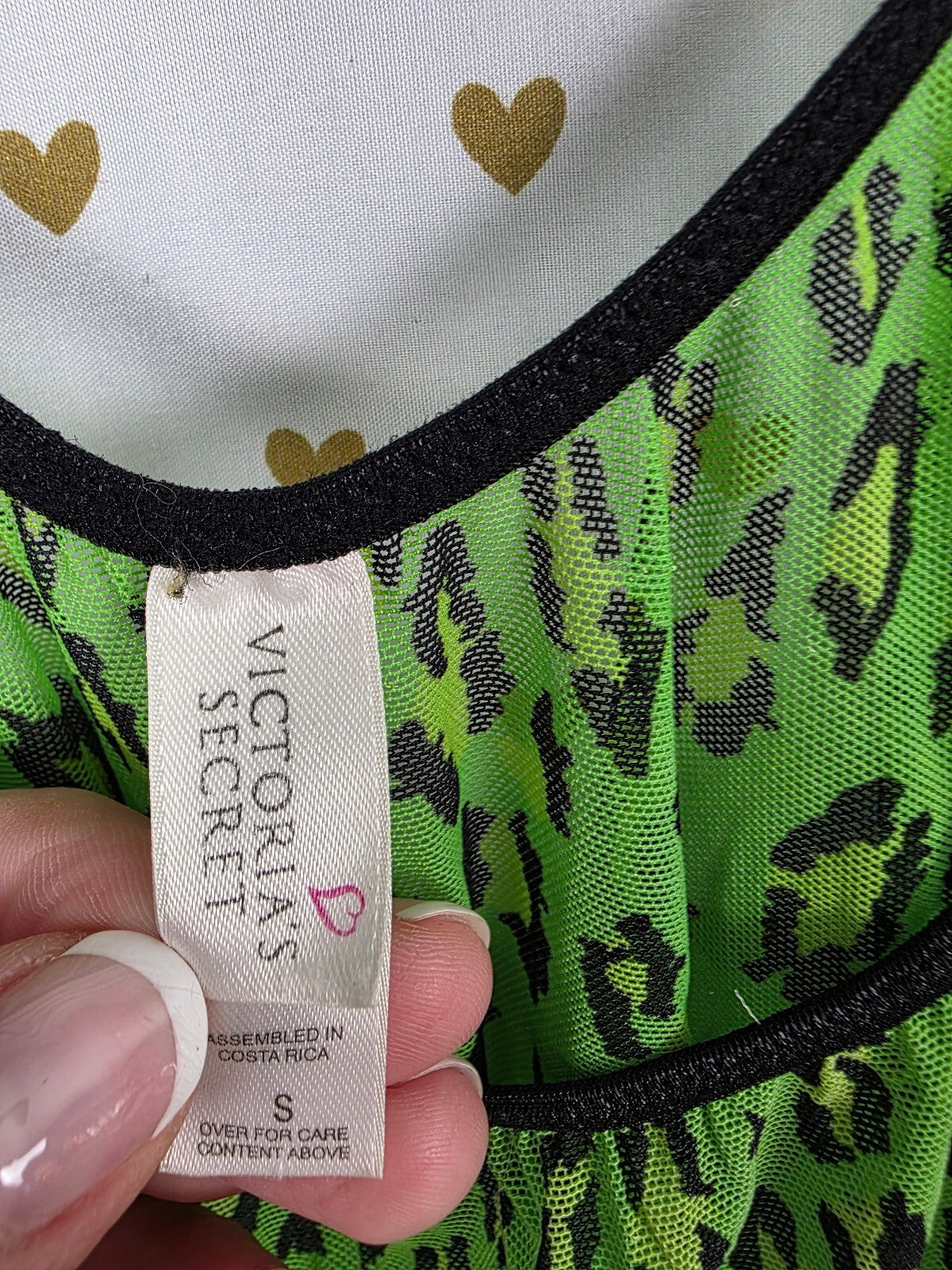 Vintage Victoria's Secret Y2K Neon Green Leopard Mesh Slip Nightgown S