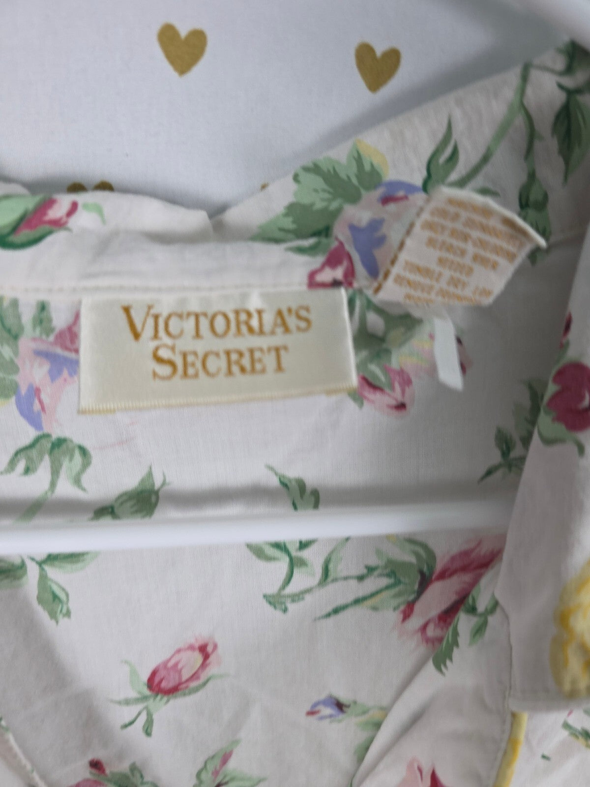 Vintage Victoria's Secret Gold Label Floral Cotton Pajama Set L 90s Rose