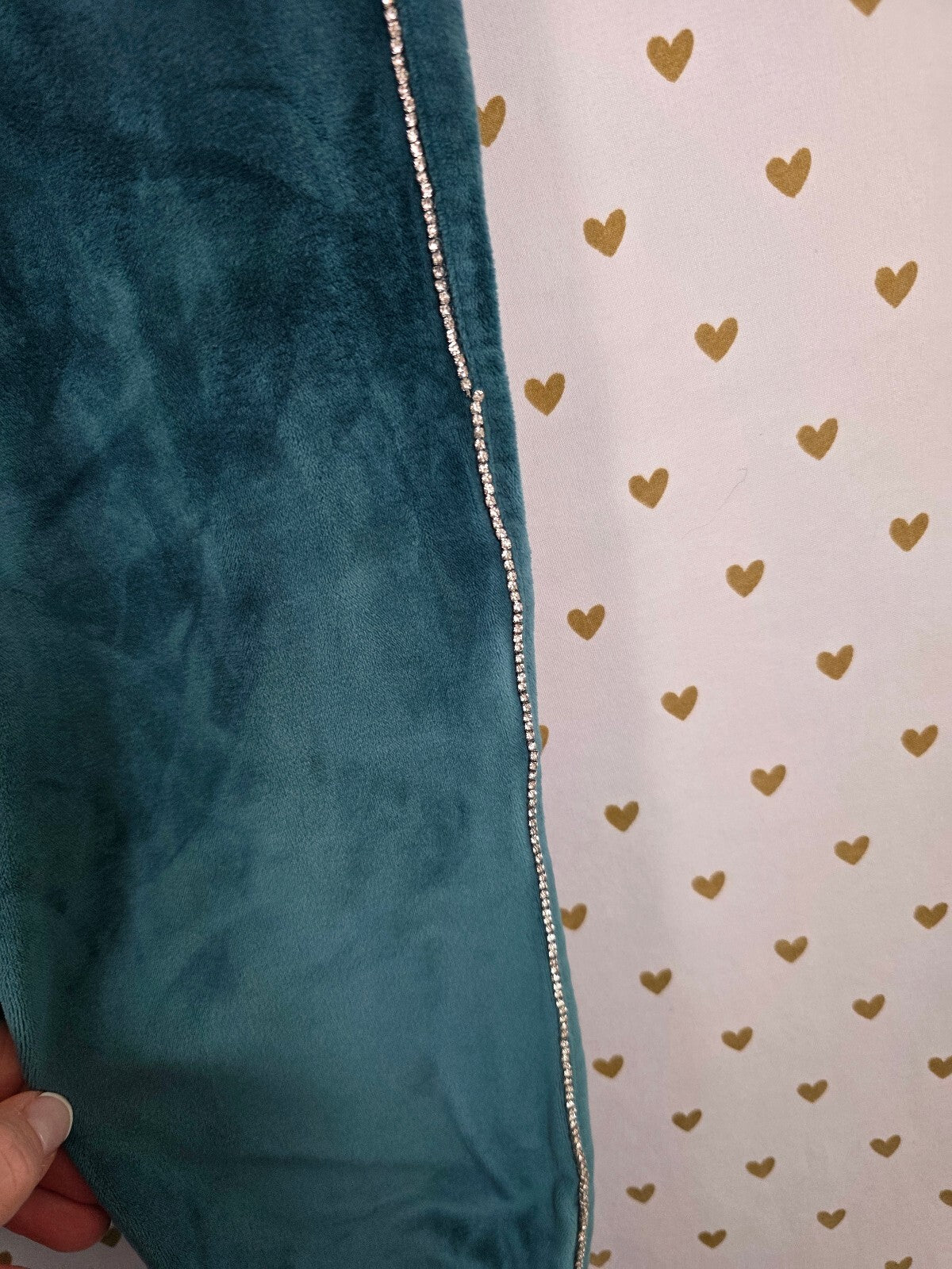 Victoria's Secret On Point Velour Tracksuit XS Teal Rhinestone Hoodie Pants