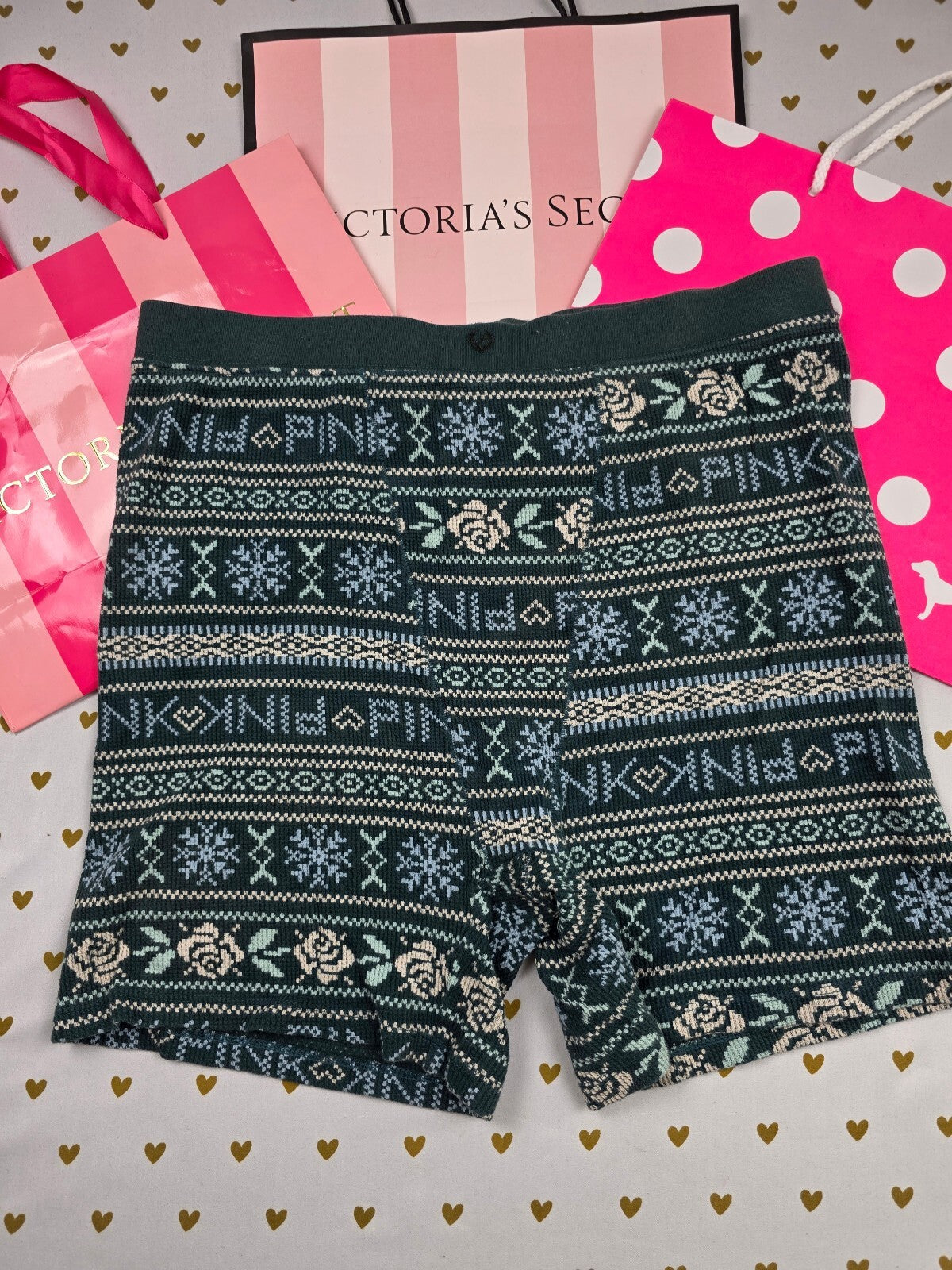 Victorias Secret PINK Thermal high Waist Med Sleep Shorts Boxers Pajama Bottoms
