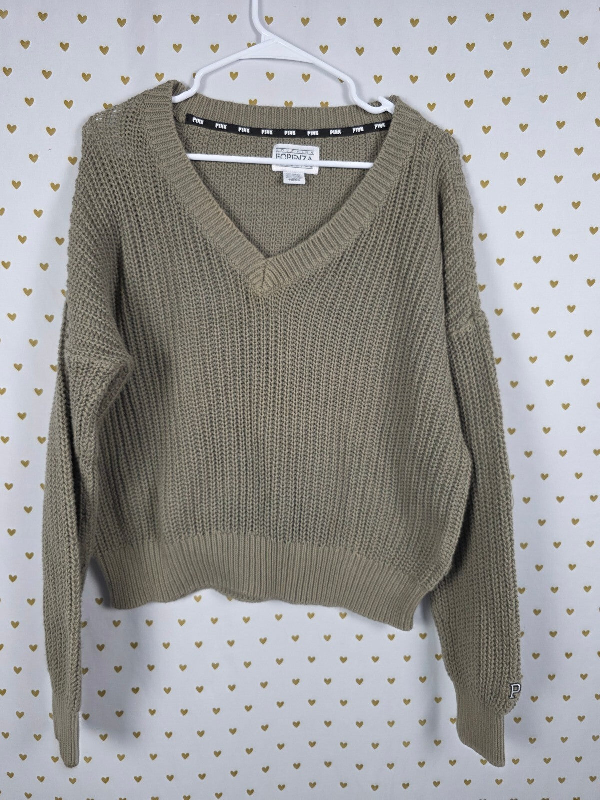 Victorias Secret Pink Forenza Collab Sweater V neck Knit Size Large
