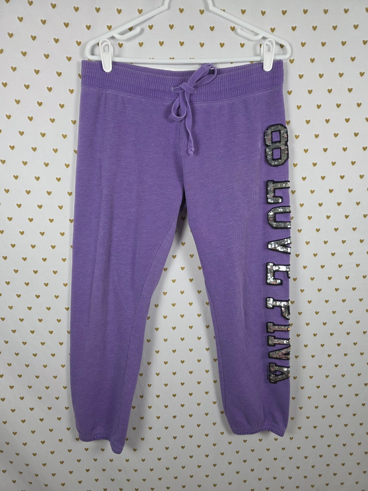 Victorias Secret PINK Vintage Purple Bling Sequined Sweats Sweatpants Y2k Medium