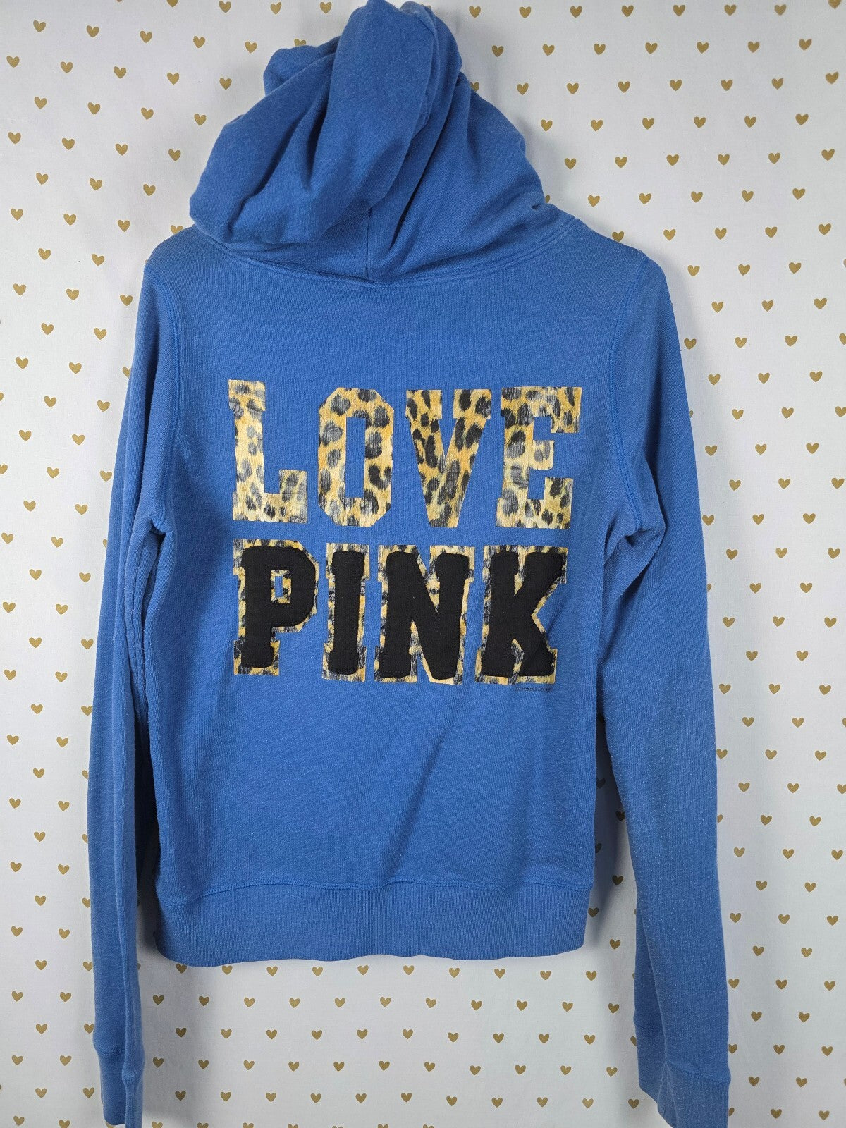 Victorias Secret Pink Leopard Cheetah Vintage Logo full zip Hoodie Jacket Large