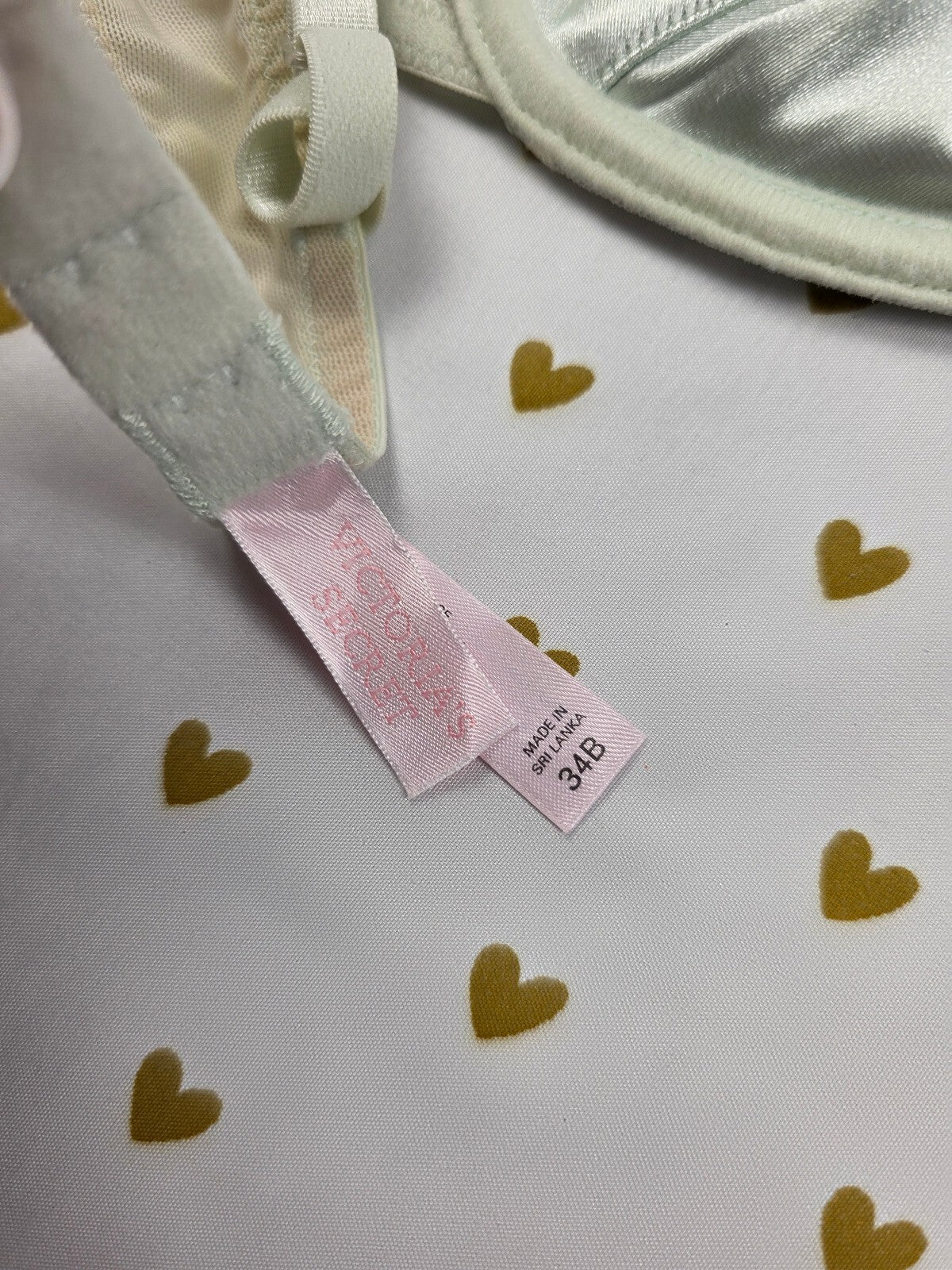 Vintage 2002 Victoria's Secret Bra Mint Green Pink Floral Embroidered Y2K 34B