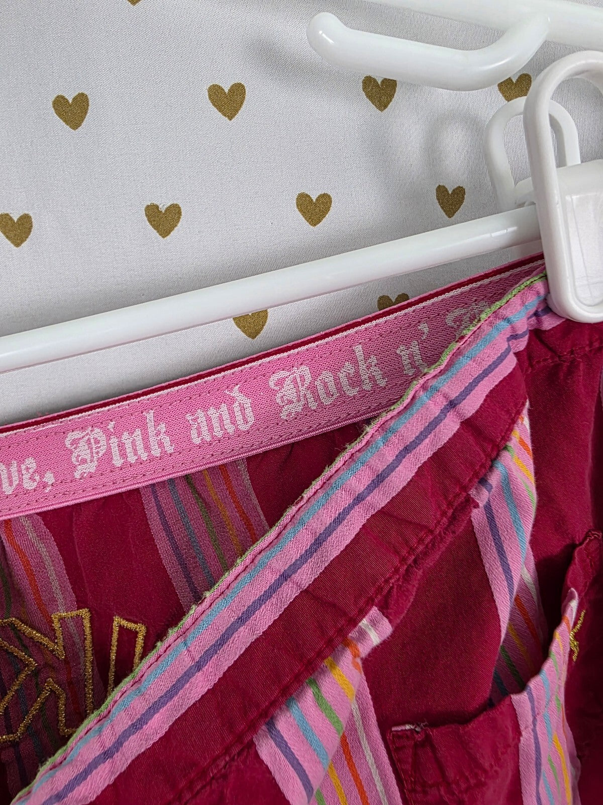 Victorias Secret Pink Striped Vintage Y2k Sleep Rock Roll Pants Pajama  Bottoms