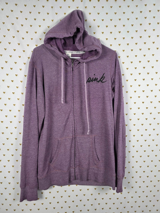 Victorias Secret Pink Purple Long Oversized Full Zip Hoodie jacket Medium