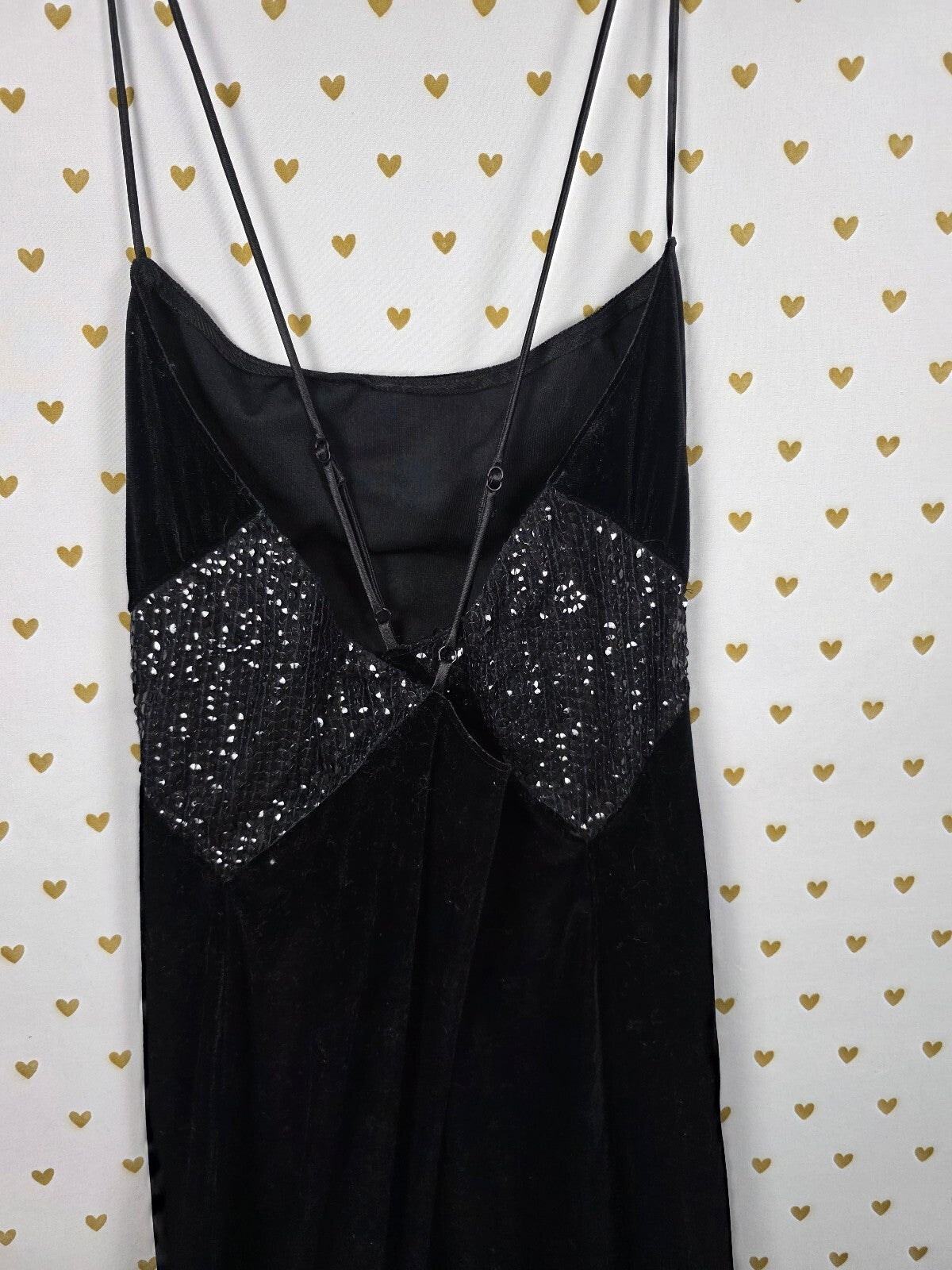VTG Victoria's Secret Collection Velvet Sequin Mini Dress Open Back Black S
