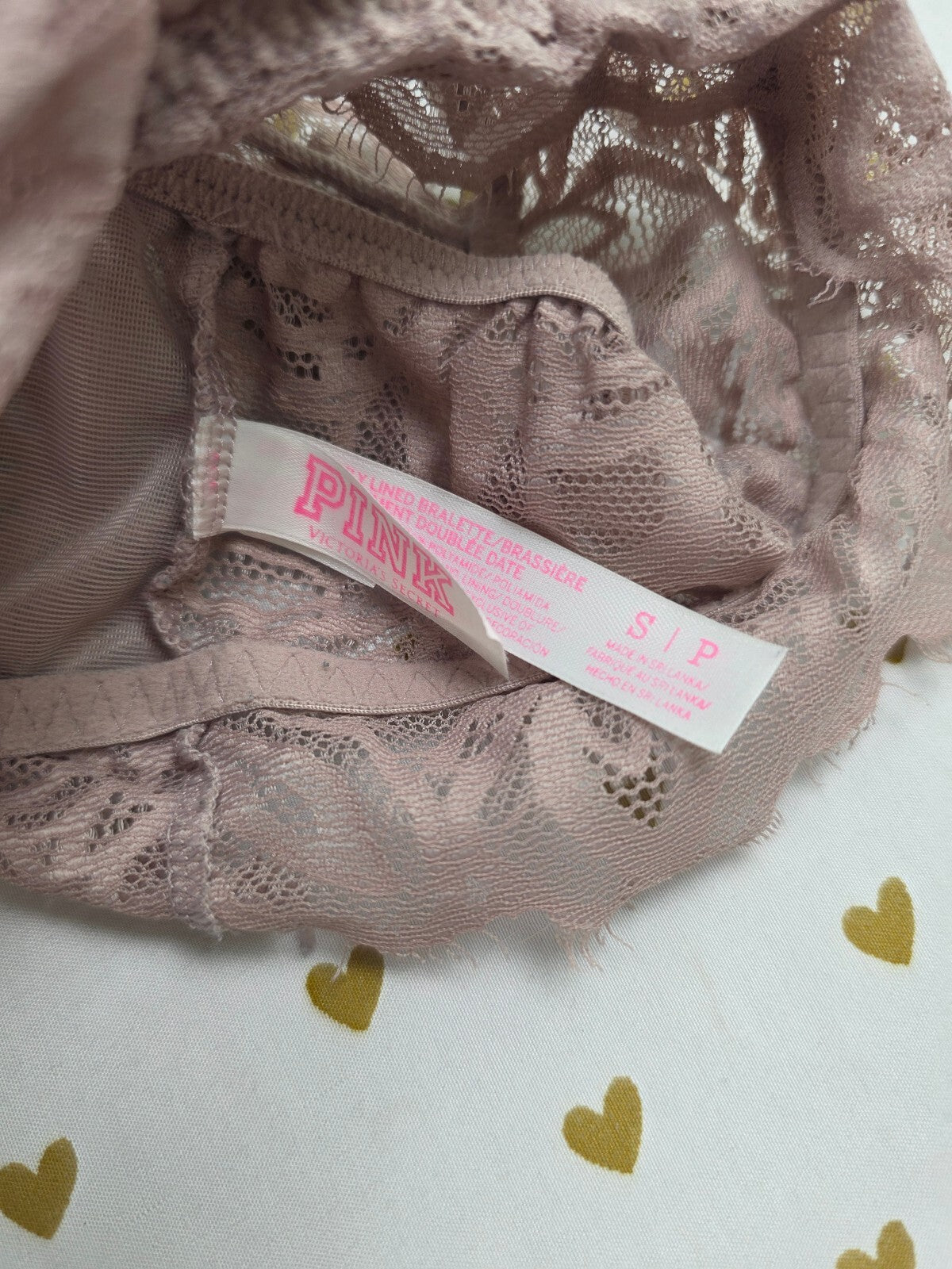 Victorias Secret Pink Small Brown Lace Bralette Bra Top Tank