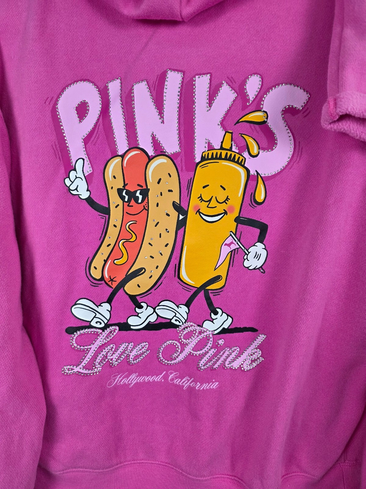 Victoria's Secret PINK Love Pink Hot Dog Rhinestone Zip Hoodie Shorts Set XS/S
