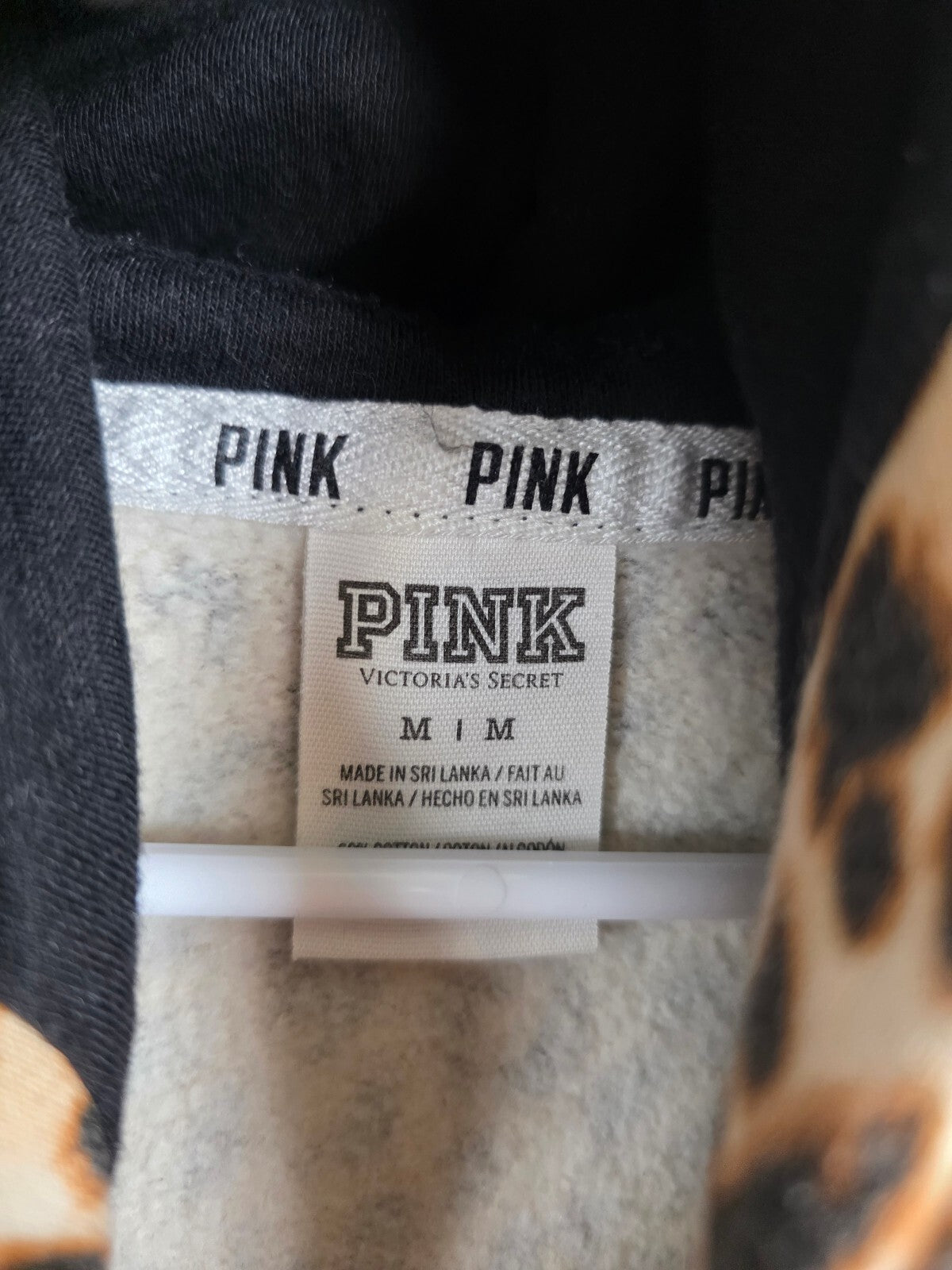 PINK Victoria's Secret Leopard Print Hoodie Pullover Cowl Neck Pocket Size M