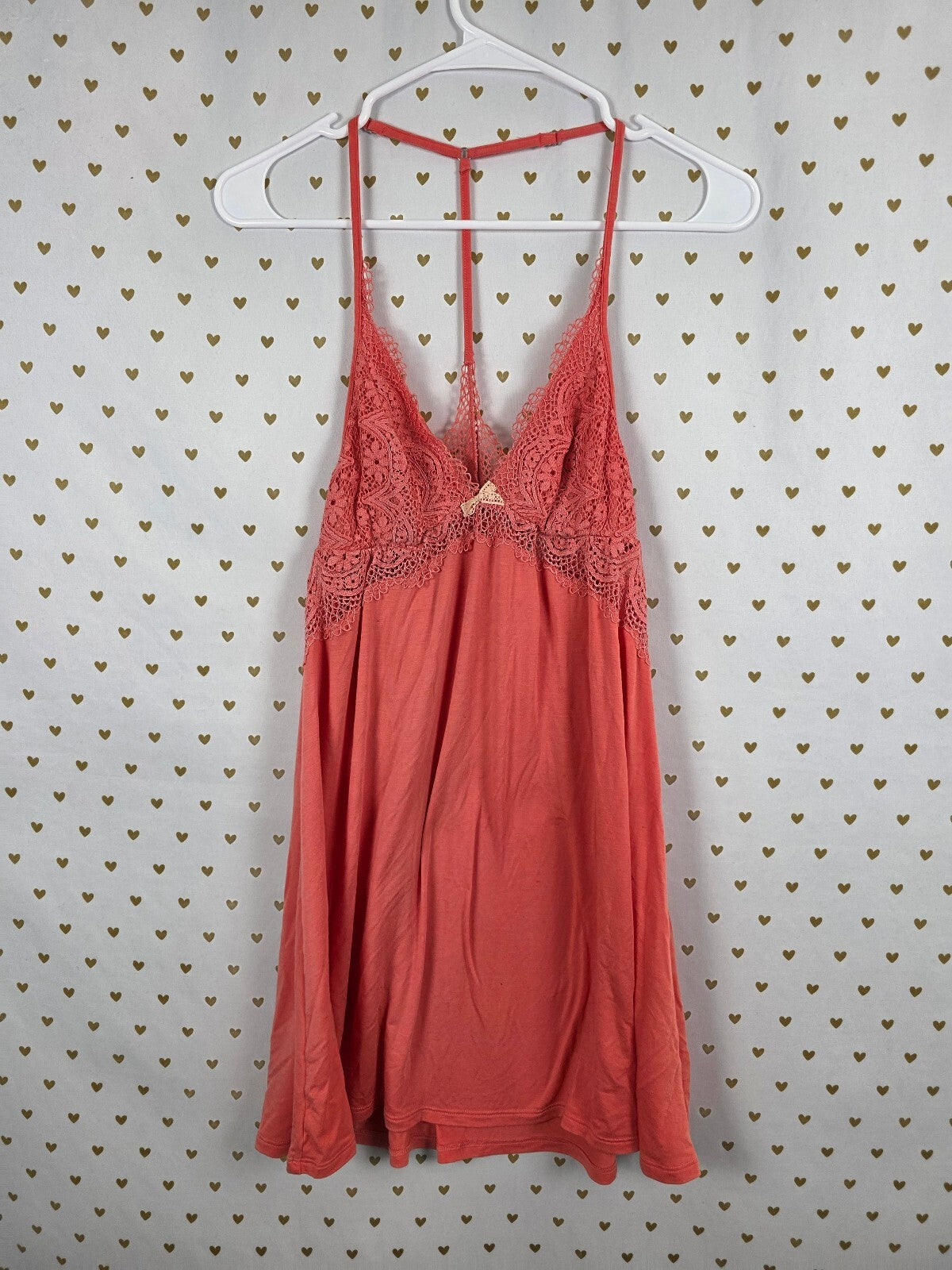 Victorias Secret Soft Orange Racerback Nightie Nightgown Sleep Dress Lingerie M