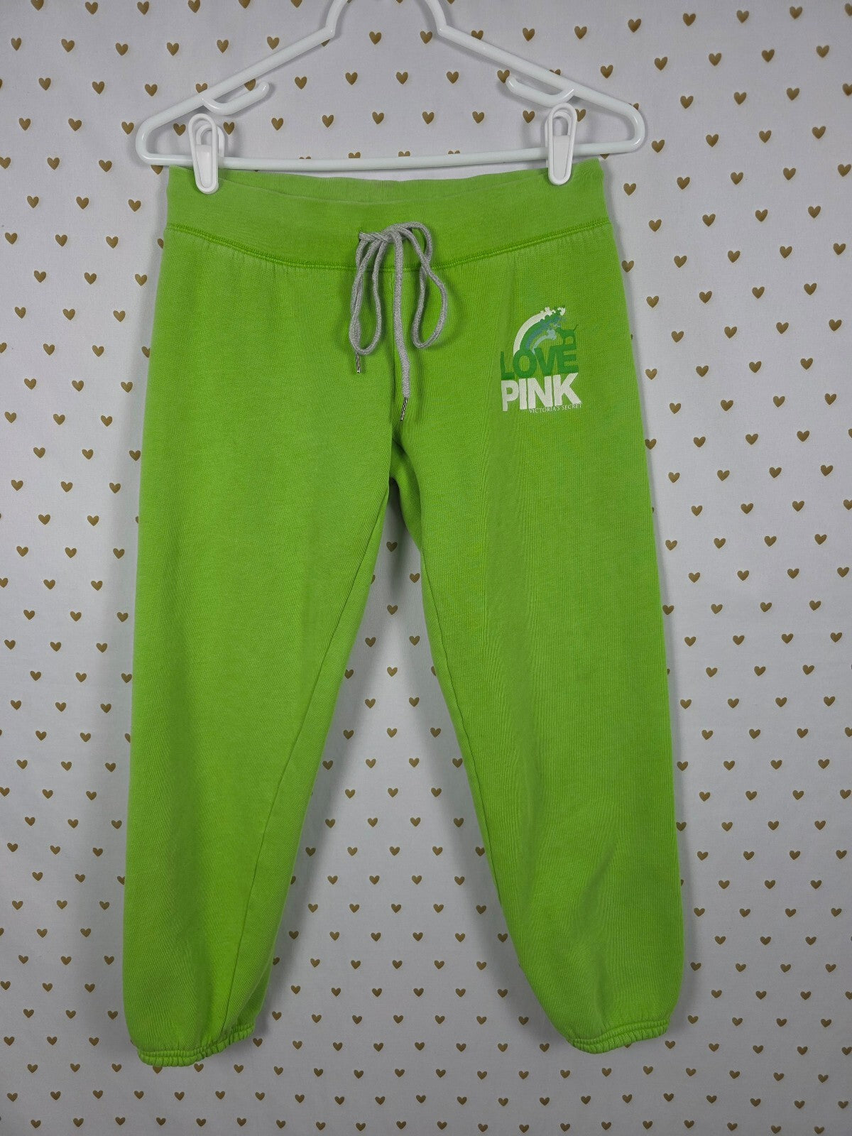 Victorias Secret PINK Vintage Lime Green Sweats Sweatpants Y2k Logo Butt XS